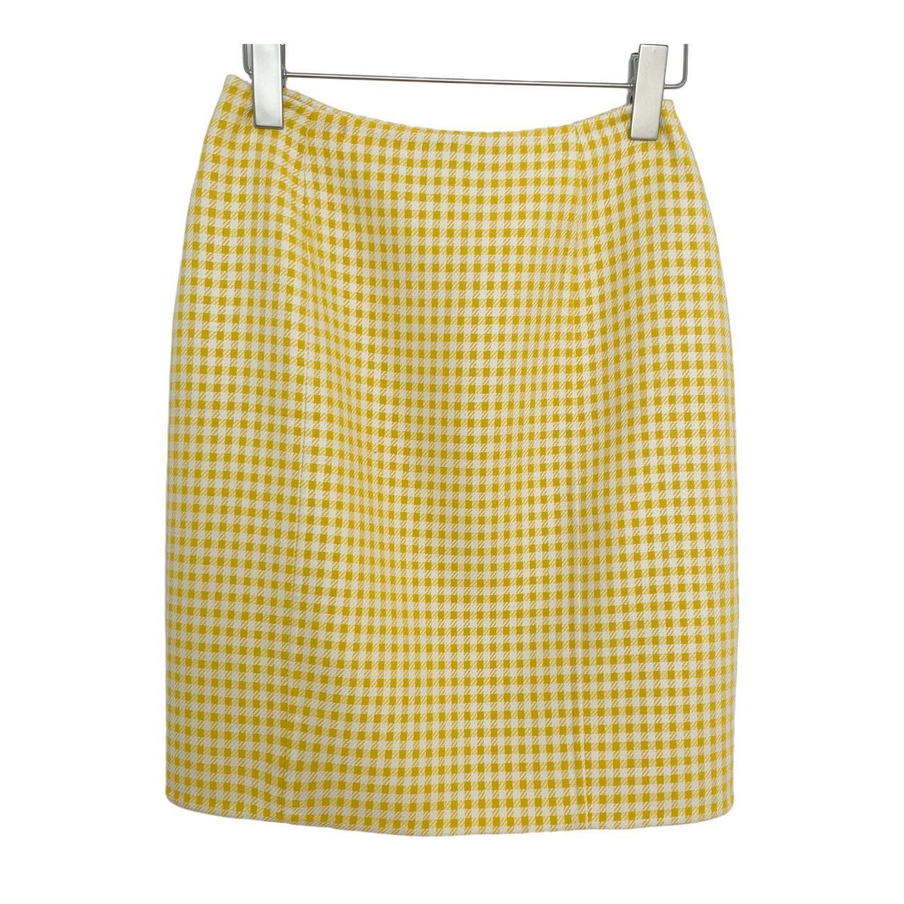 Prada Prada Yellow All-over Check Mid-rise Skirt K26WX Size 27" / US 4 / IT 40 - 1 Thumbnail