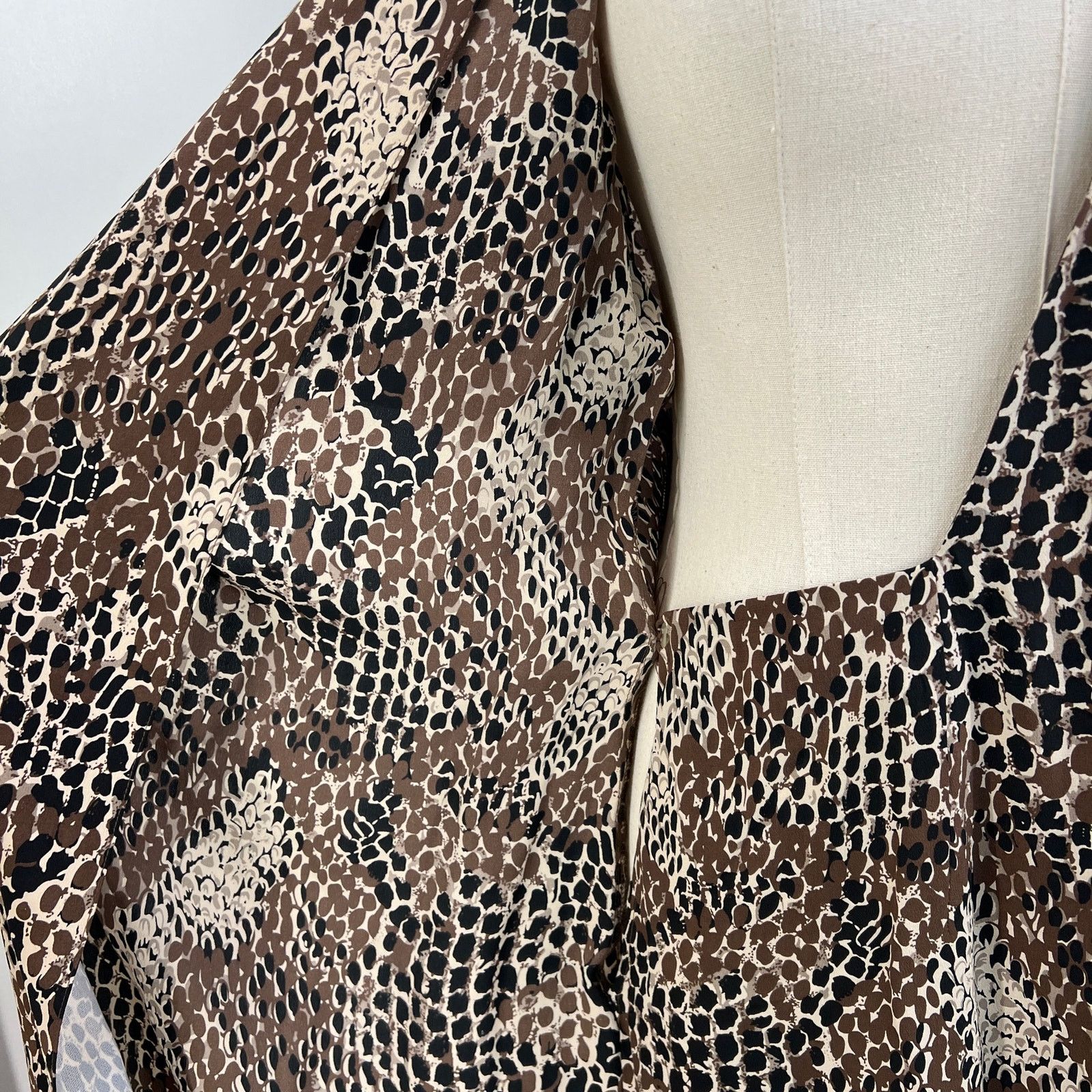 Adrianna Papell Adrianna Papell Silk Snake Print Midi Dress Brown Size L / US 10 / IT 46 - 7 Thumbnail