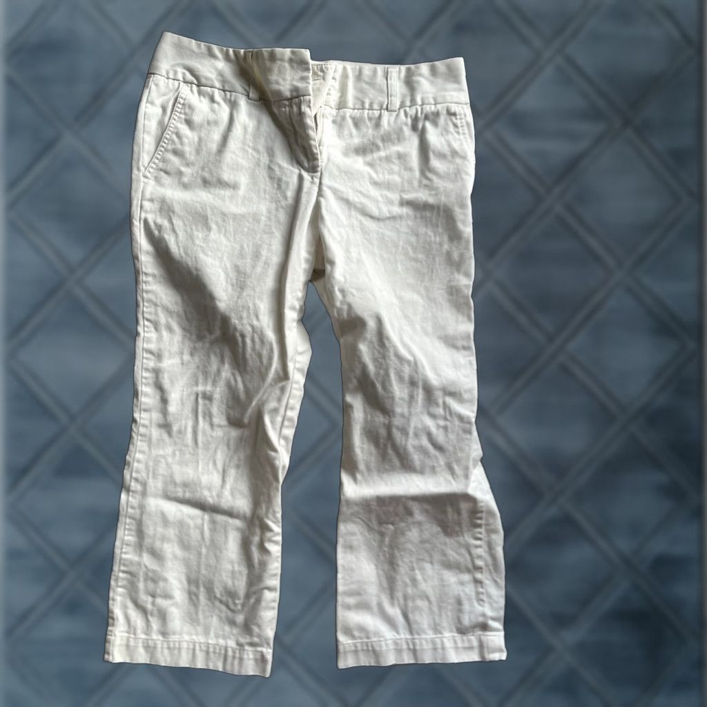 Tommy Hilfiger Tommy Hilfiger Women's Cropped Pants Size 6 White Mid Rise Casual Tapered Beach Bohemian Size 28" / US 6 / IT 42 - 1 Thumbnail