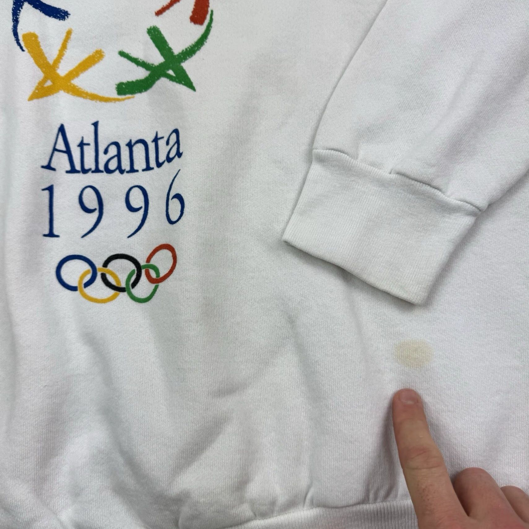 Vintage VINTAGE Oneita 1996 Olympics Sweatshirt Adult XL White Atlanta Crewneck Pullover Sports Shirt Mens 90s USA Size US XL / EU 56 / 4 - 4 Thumbnail