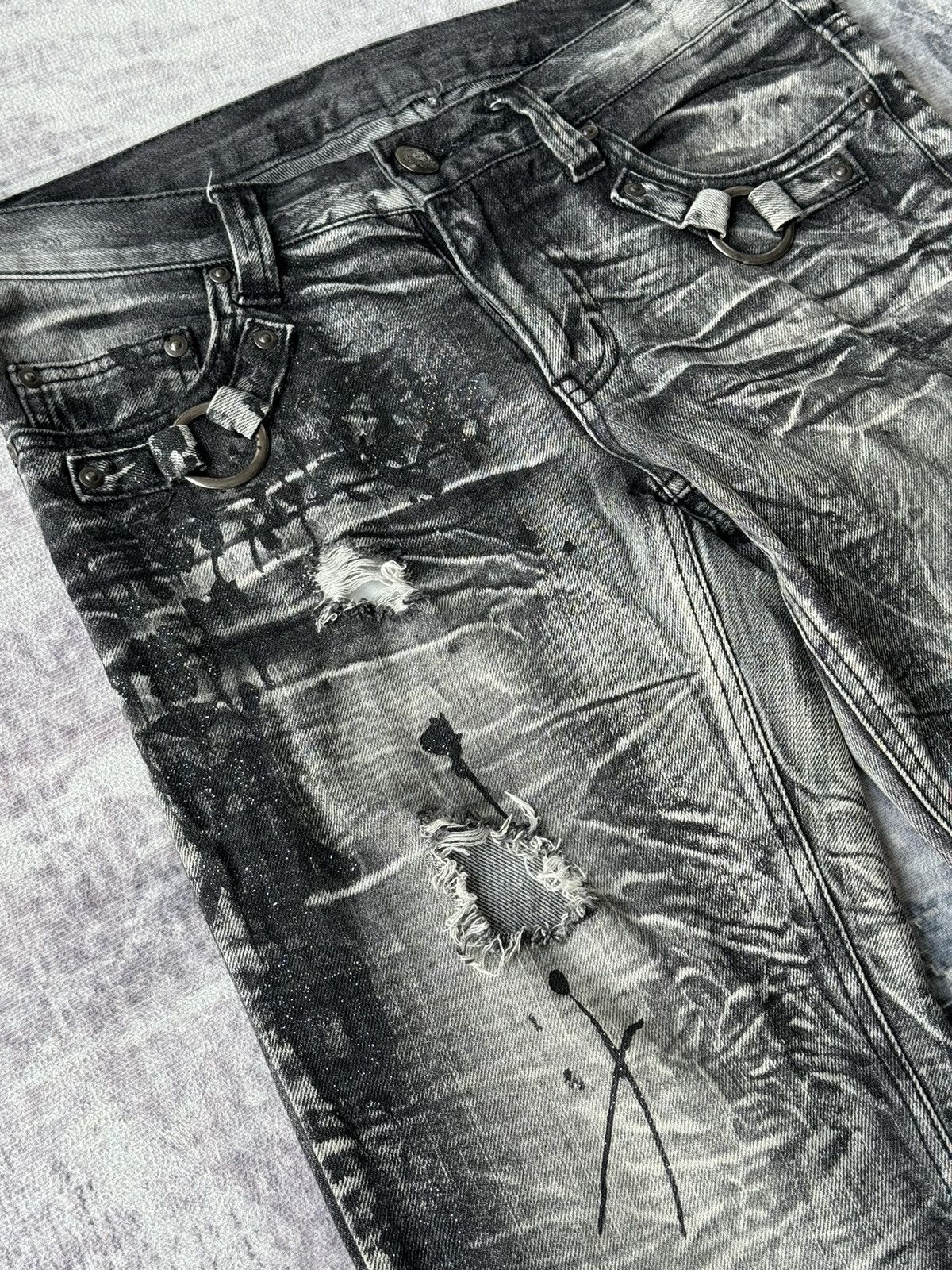 Japanese Brand × Tornado Mart × Vintage Vintage Agate Splash Tactical Flared Denim / GOA Style Size US 33 - 5 Thumbnail