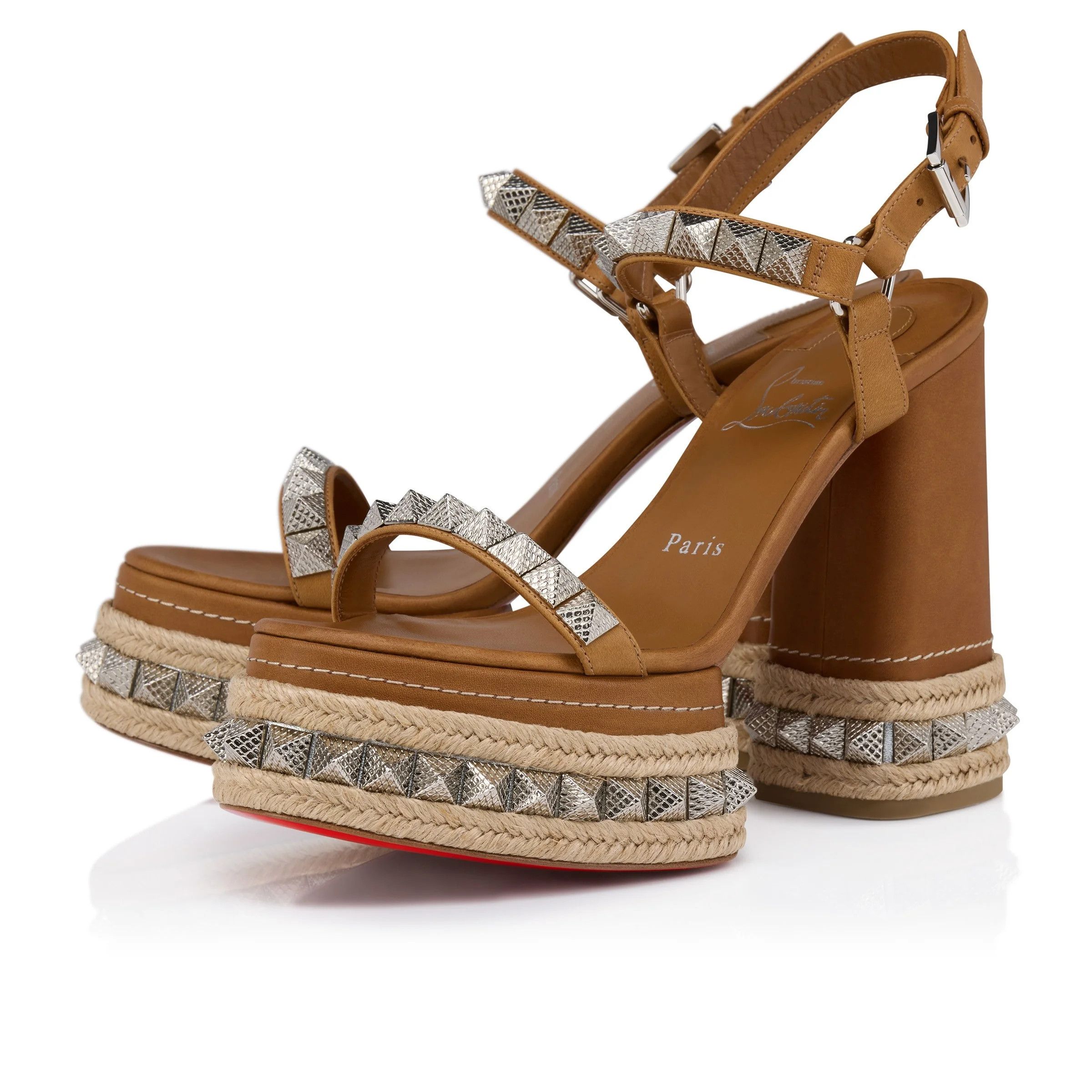 Christian Louboutin os11x0326 Superaclou Heel Sandals in Brown Size US 10 / IT 40 - 2 Thumbnail