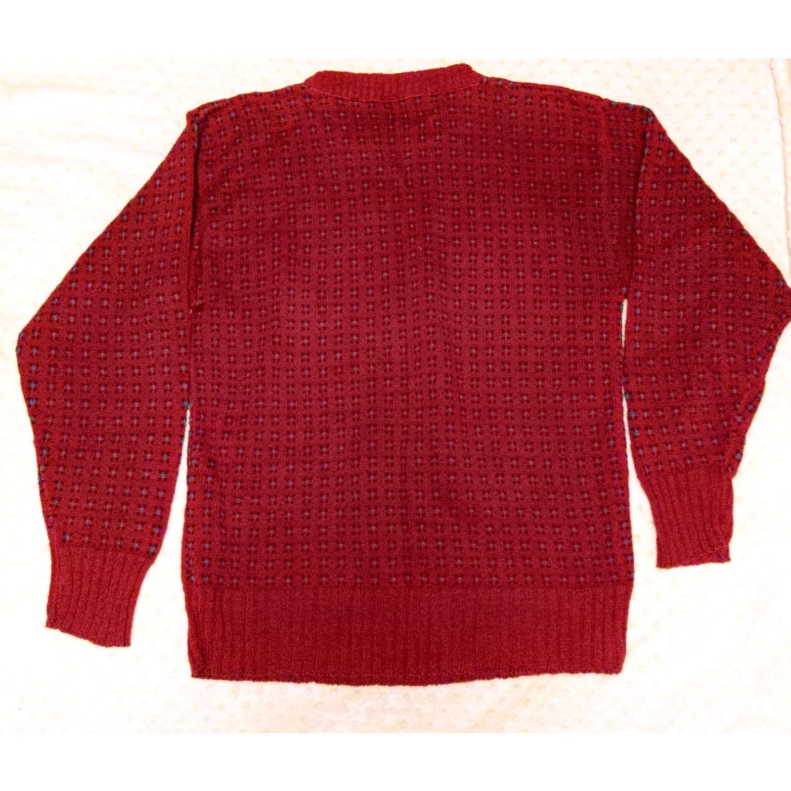 Vintage VINTAGE Peconic Bay Traders Made in USA Men's Knit Pullover Cotton Sweater M Red Geometric Pattern Crew Neck All Seasons Classic 90s USA Mens Size US M / EU 48-50 / 2 - 6 Thumbnail