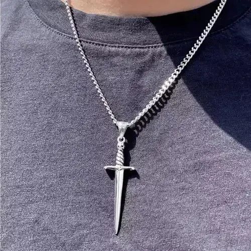 Jewelry Sword Chain Silver Grunge Punk Art Psychedelic🔥🔥🔥 Size ONE SIZE - 3 Thumbnail