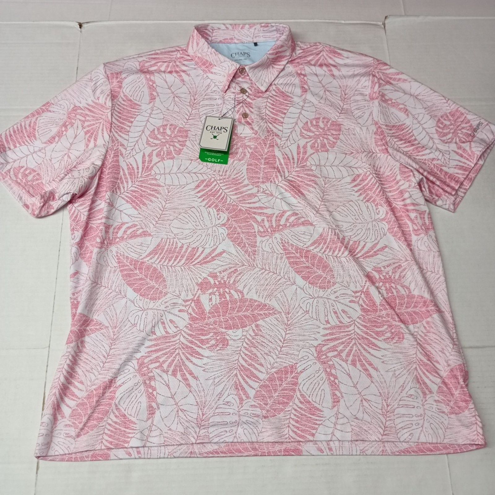 Chaps Chaps Printed Golf Polo Shirt Men's 2XL Pink 4-Way Stretch Size US XXL / EU 58 / 5 - 1 Thumbnail
