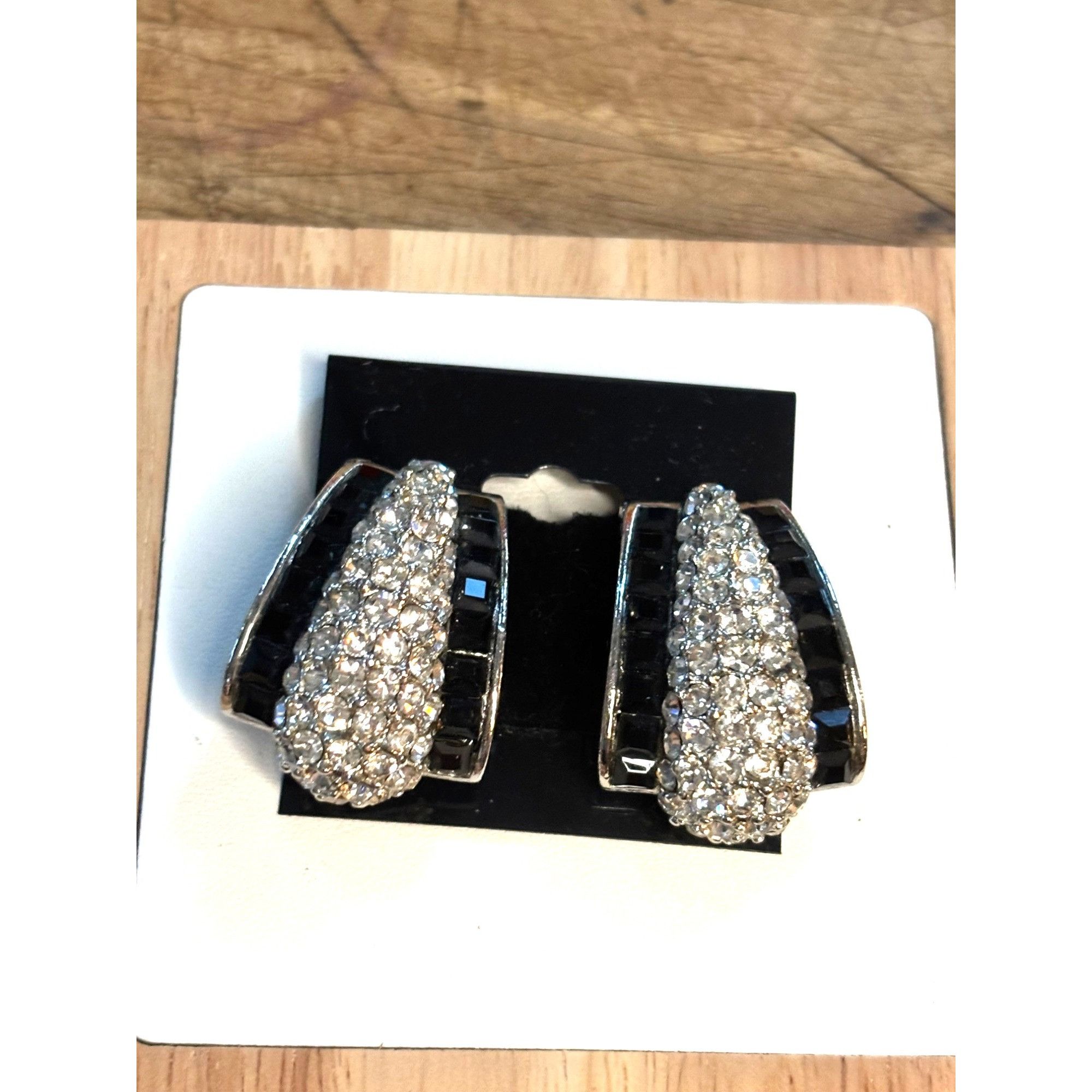 Other Vintage Crystal & Black Stone Earrings Size ONE SIZE - 2 Thumbnail