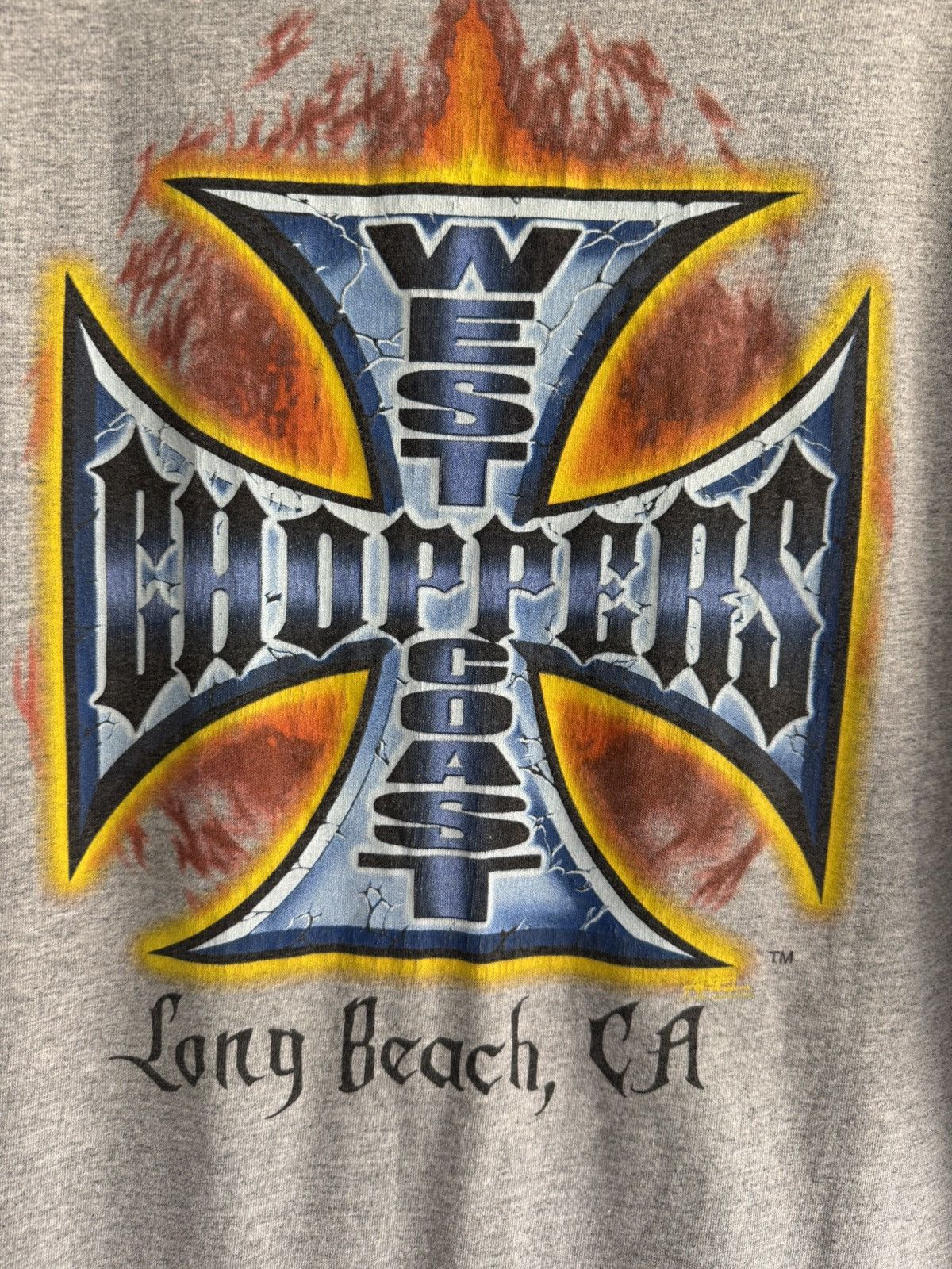 West Coast Choppers Vintage 2000s West Coast Choppers Chrome Flames Tee Size US XL / EU 56 / 4 - 5 Thumbnail