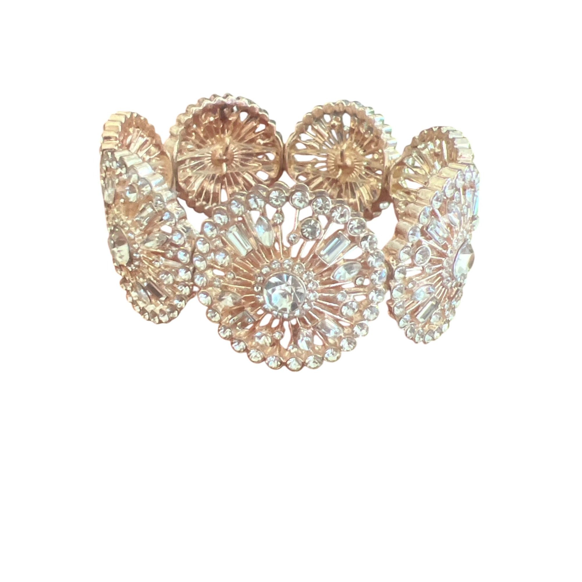 I.N.C INC Rose Gold Crystal Circle Stretch Bracelet 1" Wide Sunbur Size ONE SIZE - 1 Thumbnail
