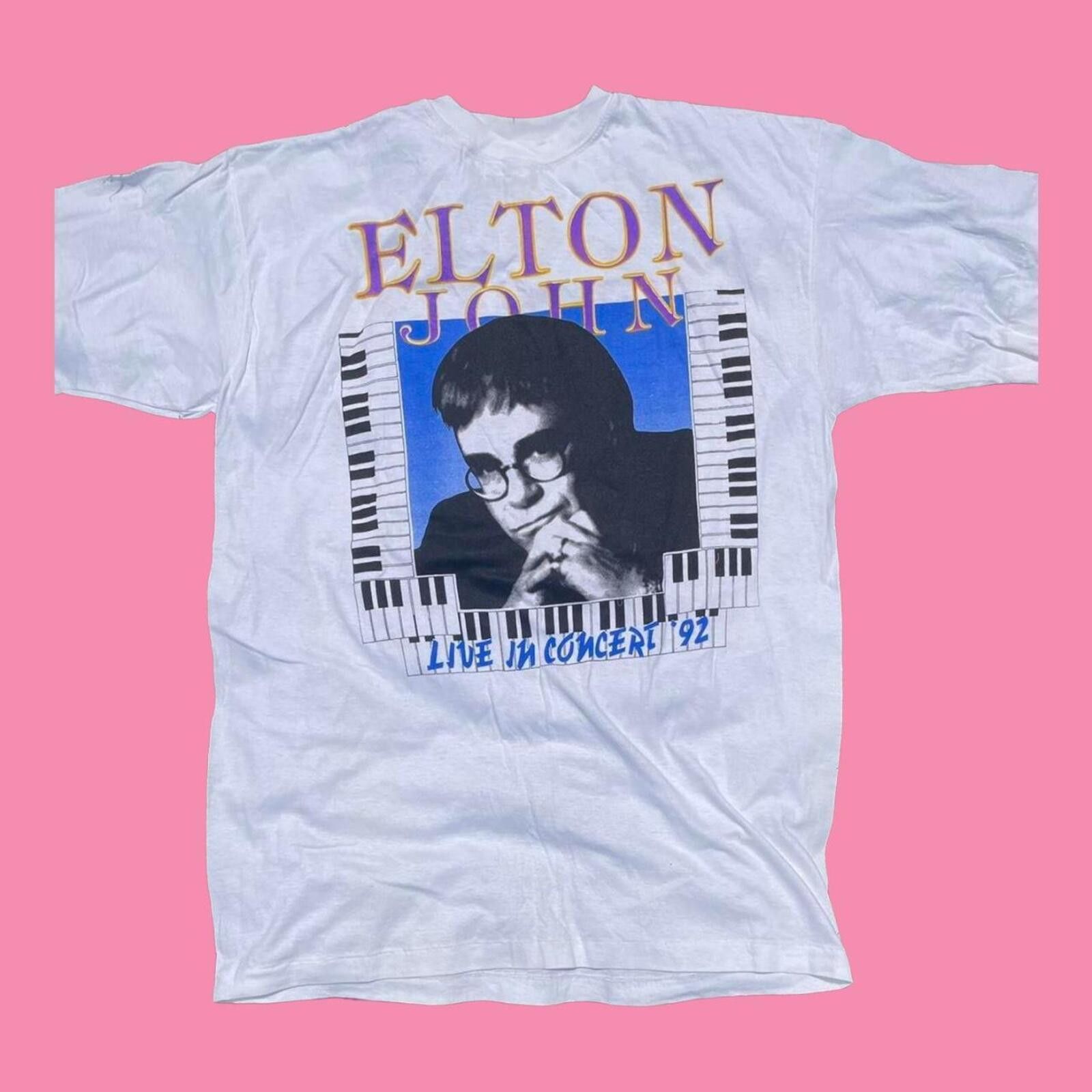 Liquid Blue Vintage Elton John LIVE IN CONCERT 92’ t-shirt Size US XXL / EU 58 / 5 - 1 Thumbnail