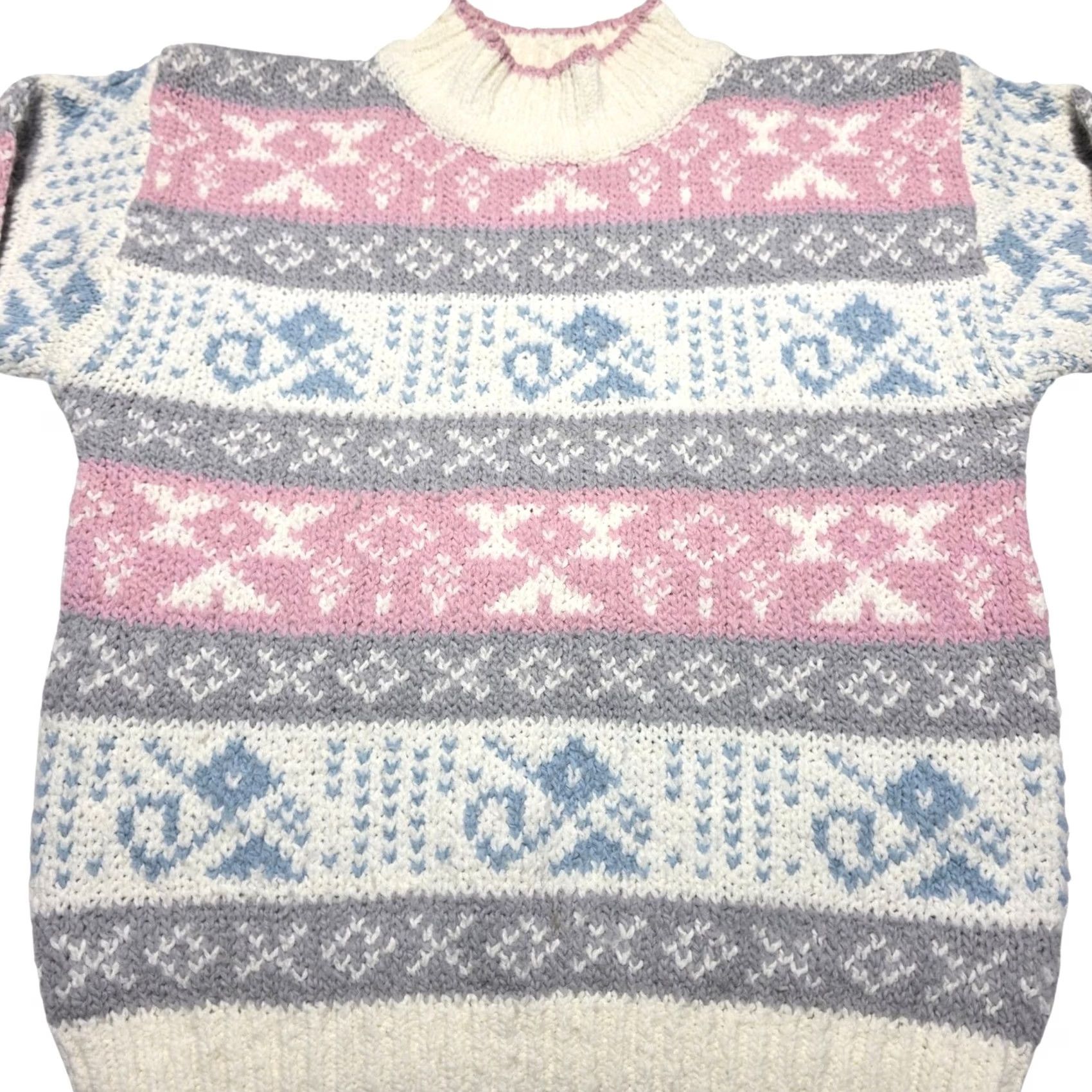 Vintage VINTAGE Knitted Mock Sweater Women's Medium 80s Geometric Acrylic Pullover Size M / US 6-8 / IT 42-44 - 5 Thumbnail