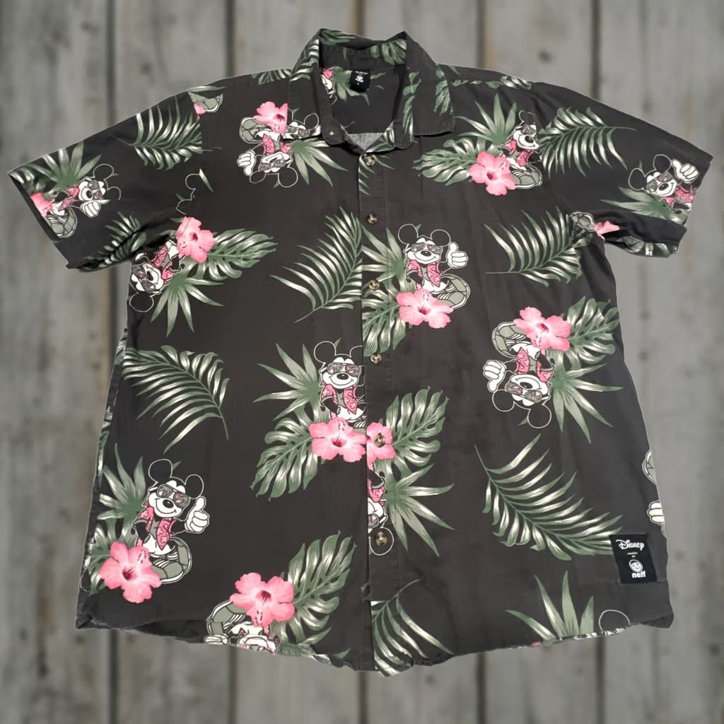 Disney Disney x Neff Button Up Shirt Mens Large Black Hawaiian Floral Mickey Mouse Regular Fit Short Sleeve Cotton Button-Up Women? Size US L / EU 52-54 / 3 - 1 Thumbnail