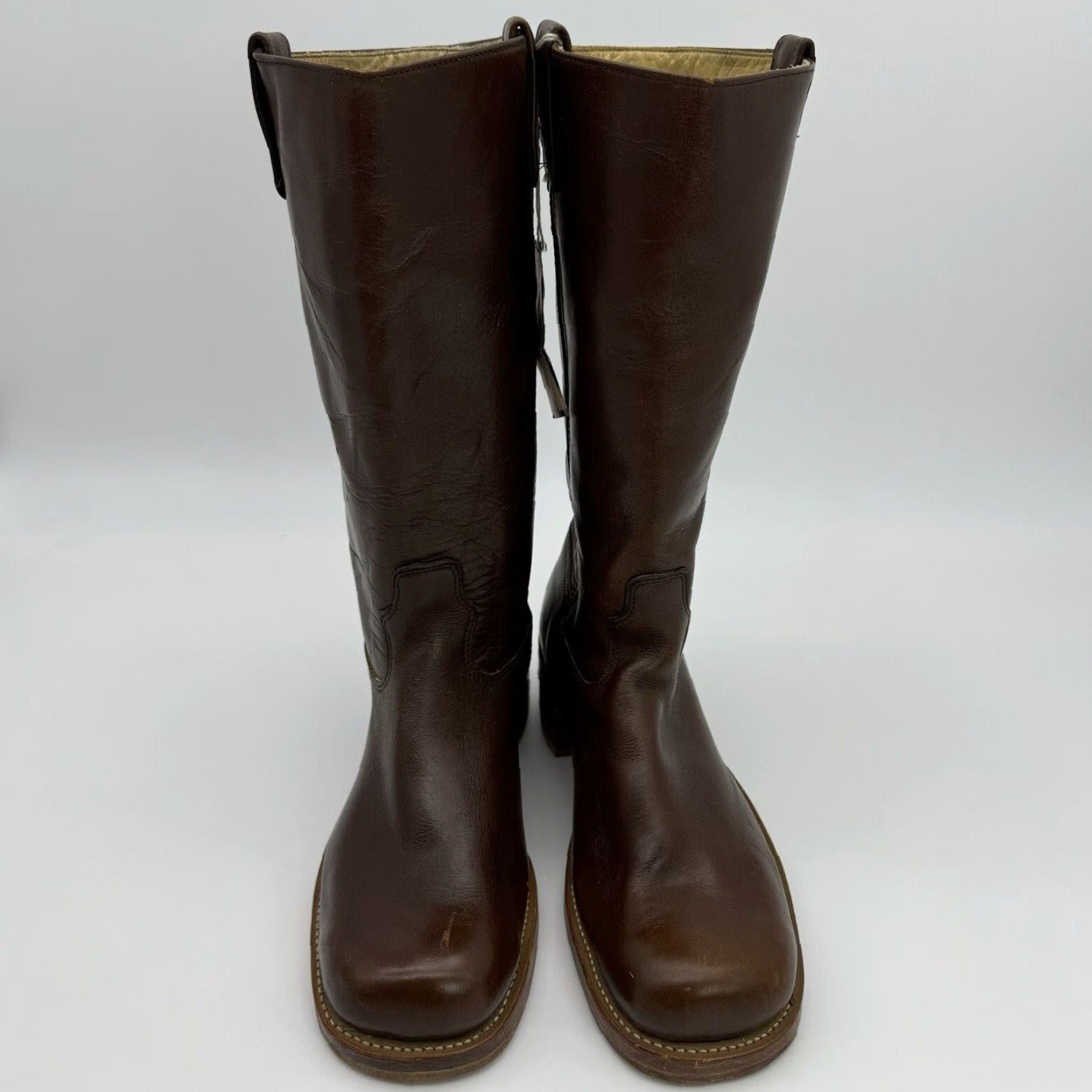 Vintage VINTAGE Double-H 12" Banana Boots Western Boot Men’s 11 D Leather Stacked Heel 1970s USA Size ONE SIZE - 2 Thumbnail