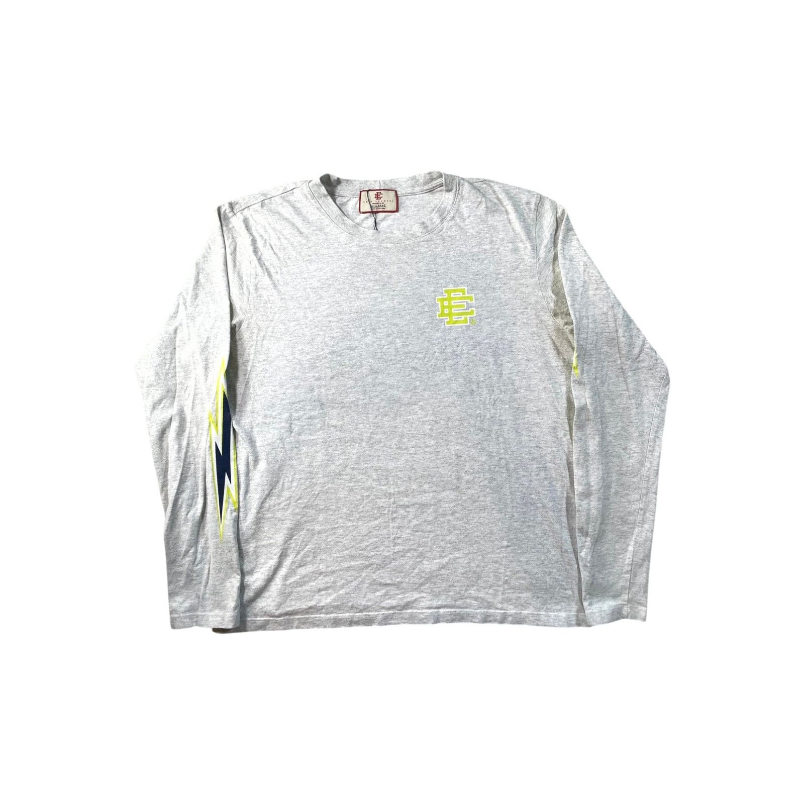 Eric Emanuel Eric Emanuel "Thunderbolt" Long Sleeve Grey & Lime T shirt Size US XXL / EU 58 / 5 - 1 Thumbnail