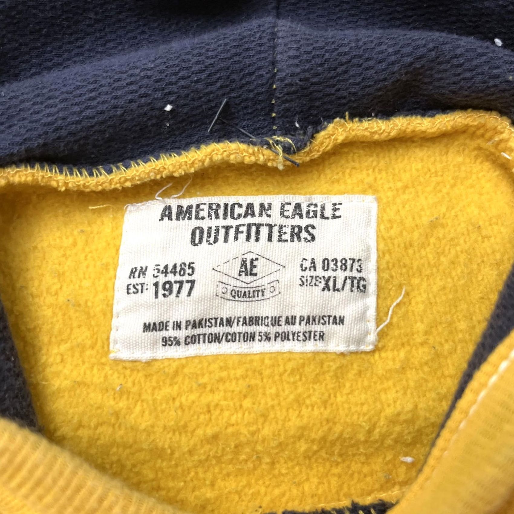 American Eagle Outfitters VINTAGE American Eagle Outfitters Hoodie Mens XL Yellow Fleece Hockey Pullover 36 Back Size US XL / EU 56 / 4 - 4 Thumbnail