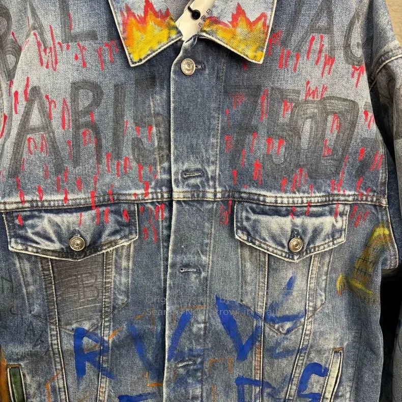 Balenciaga Balenciaga Doodle Letter Print Denim Jacket Size XXS / US 00 / IT 34 - 3 Thumbnail