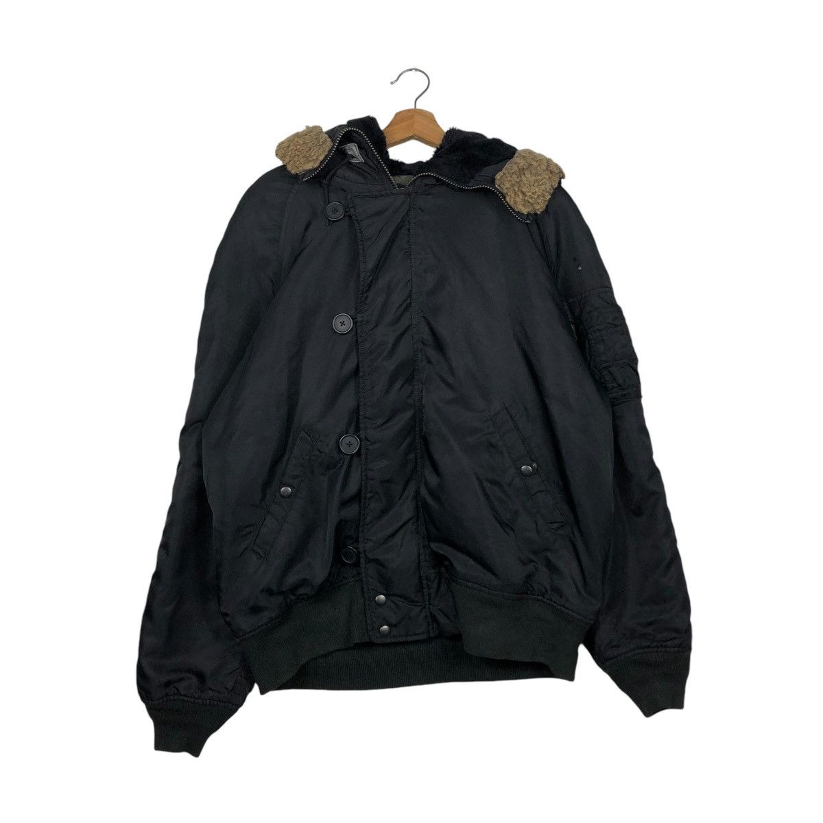 Avirex 🔥VINTAGE BOMBER JACKET AVIREX USA BIG LOGO MINK FUR HOODIE Size US L / EU 52-54 / 3 - 7 Thumbnail