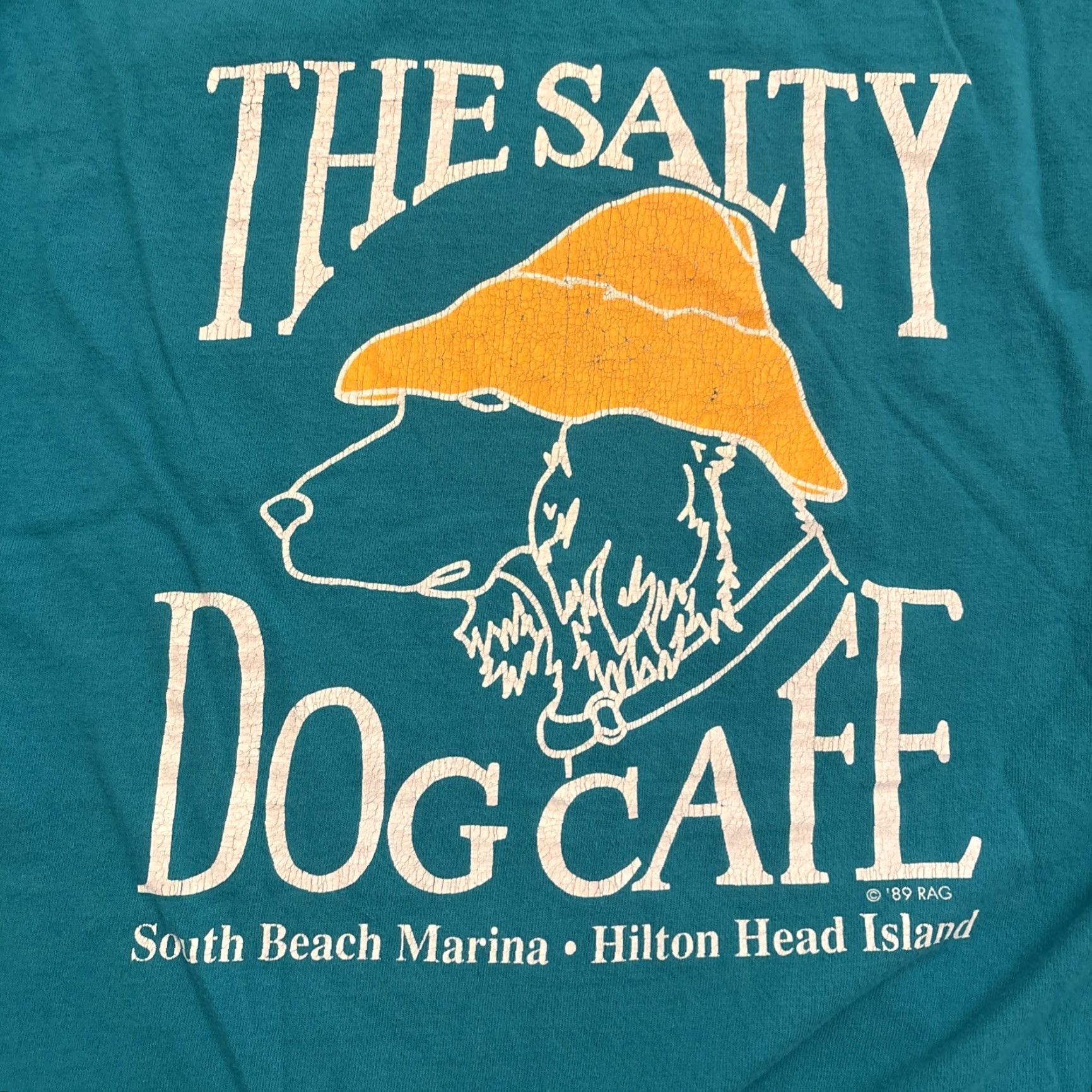 Hanes VINTAGE The Salty Dog Cafe T Shirt Teal Size M Hanes Dog Stitch Mens Teal 1989 Hilton Head Island Single Stitch Size US M / EU 48-50 / 2 - 7 Thumbnail