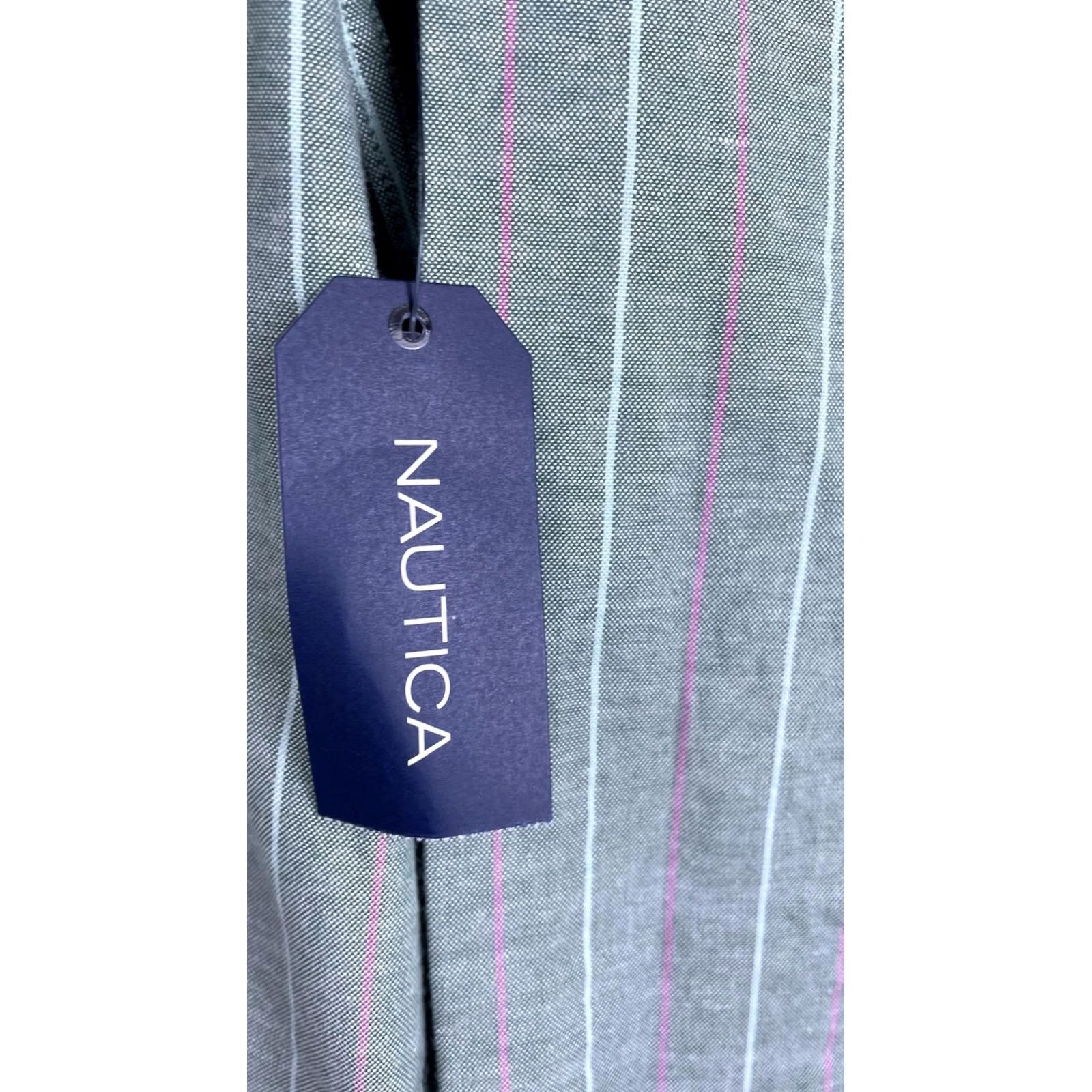 Nautica Nautica Shirt Mens Large Green Stripe Long Sleeve Button Front Stretch Casual Size US L / EU 52-54 / 3 - 3 Thumbnail