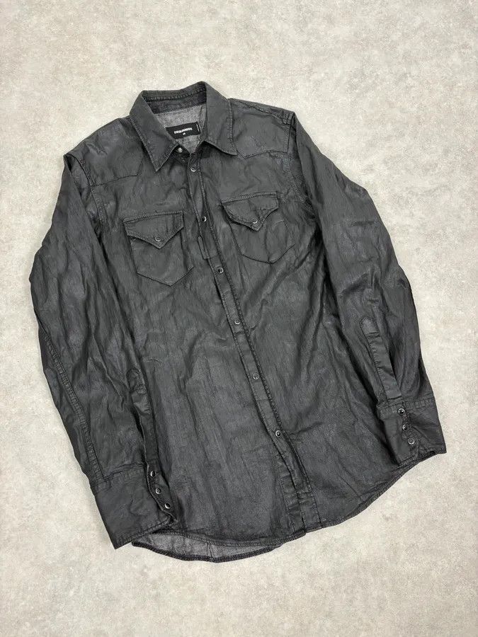 Dsquared2 AW2016 Dsquared2 Black Waxed Shirt Size US M / EU 48-50 / 2 - 4 Thumbnail