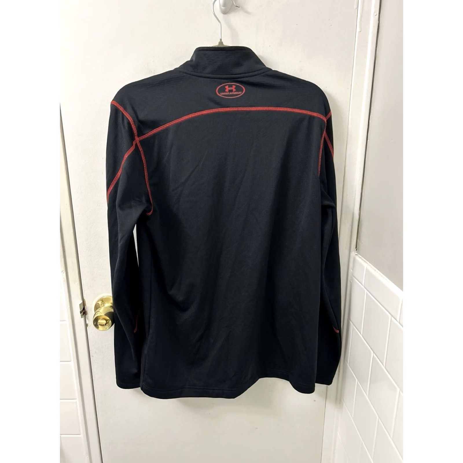 Under Armour Under Armour ColdGear Sweatshirt 1/4 Zip Mens L Black Red Pullover Long Sleeve Size US L / EU 52-54 / 3 - 6 Thumbnail