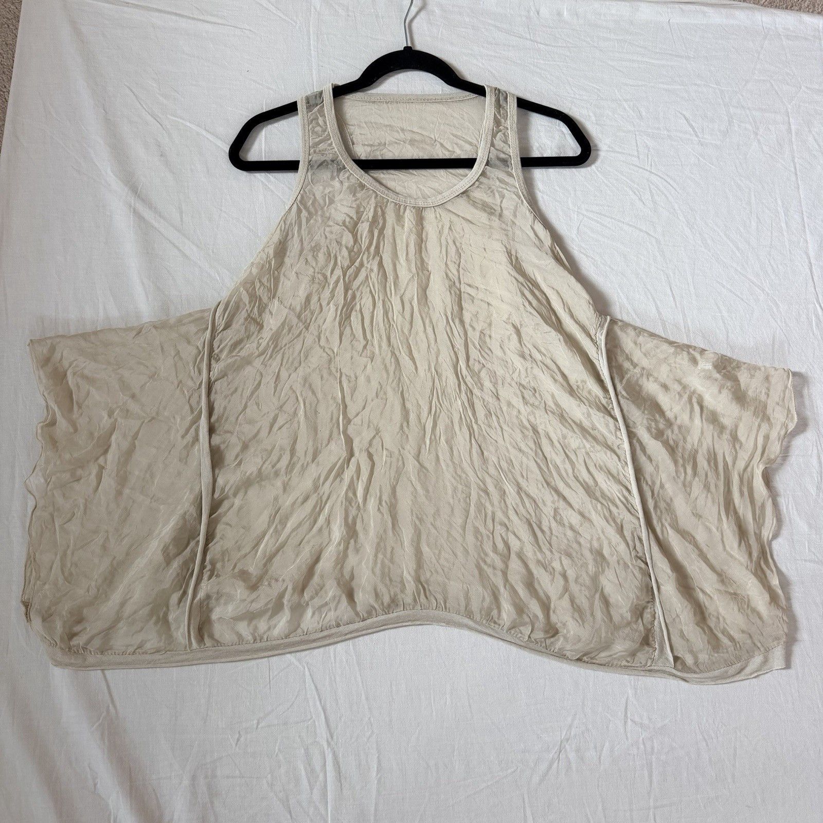 Other Italian Silk Avant Garde Asymmetrical Sheer Tunic Top Beige Size ONE SIZE - 7 Thumbnail