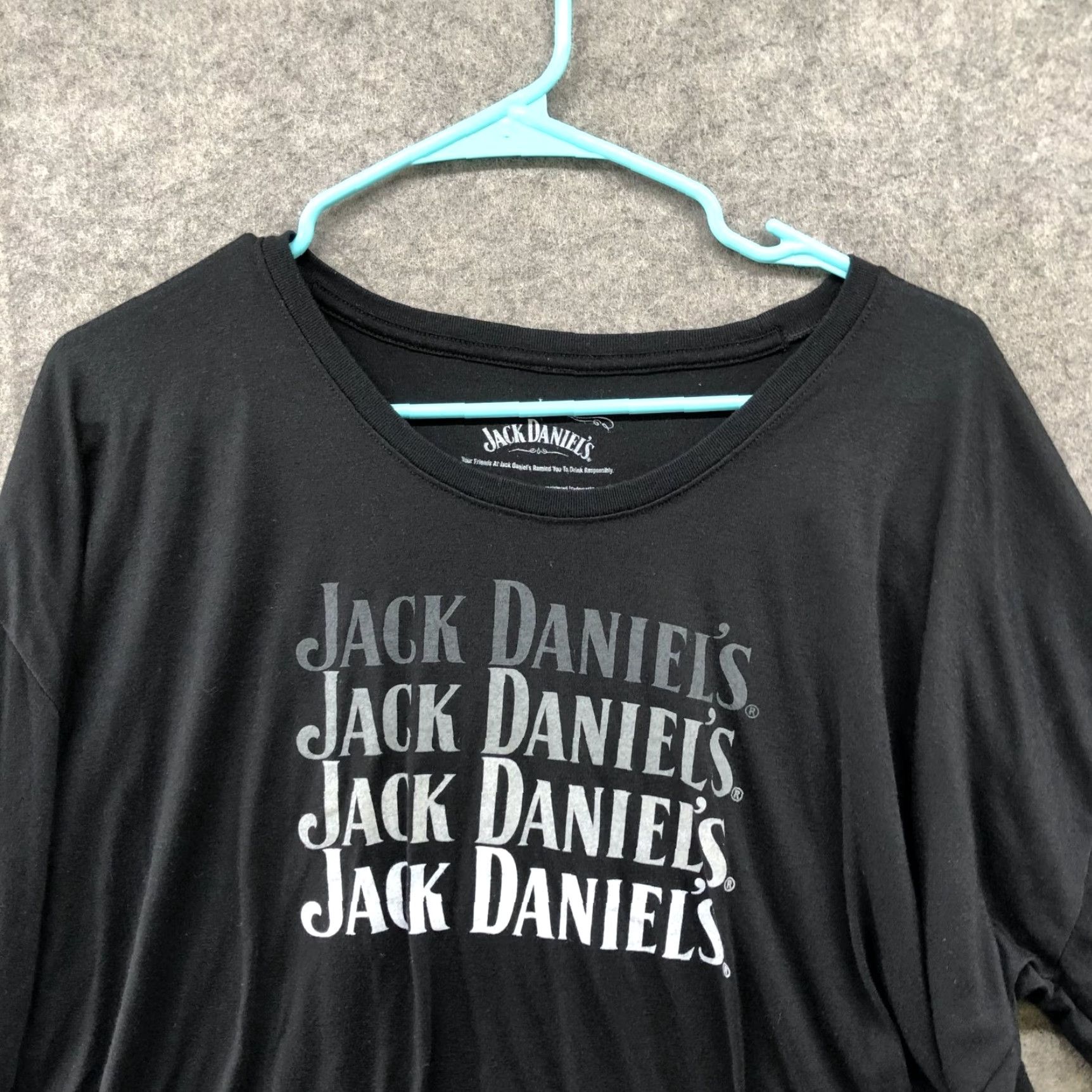 Vintage Jack Daniels Long Sleeve Graphic T Shirt Womens L Black Dolman High Low Hem Size L / US 10 / IT 46 - 3 Thumbnail