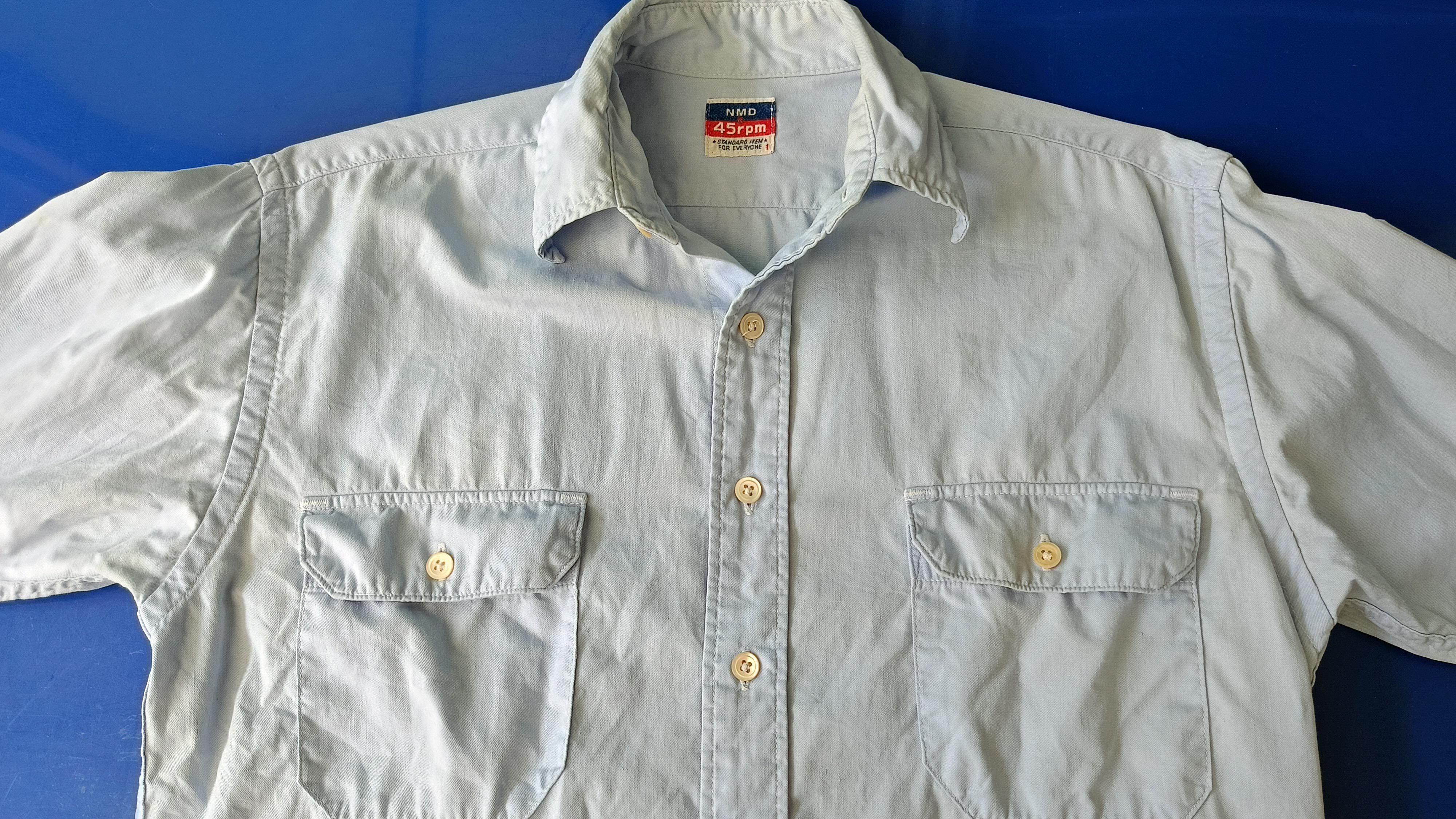45rpm 45RPM NMD studio by R 90's solid blue stains shirt Size US S / EU 44-46 / 1 - 9 Thumbnail
