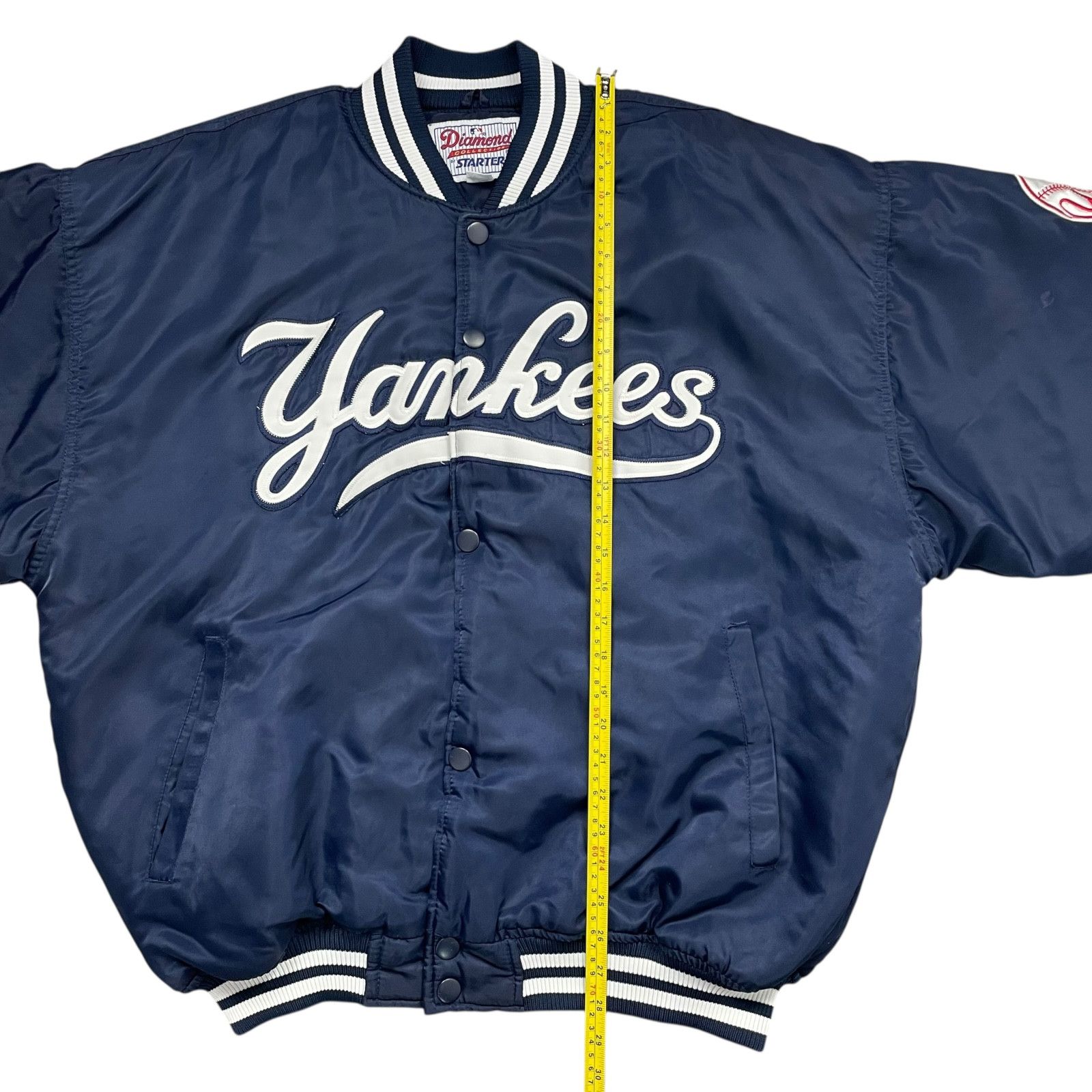 MLB VTG 90s NEW YORK YANKEES STARTER SATIN BOMBER JACKET NAVY Size US XL / EU 56 / 4 - 10 Thumbnail