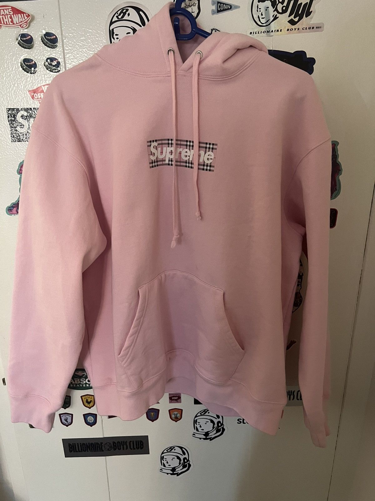 image of Burberry Box Logo Hooded Sweatshirt ‘Light Pink’, Men's (Size Small)