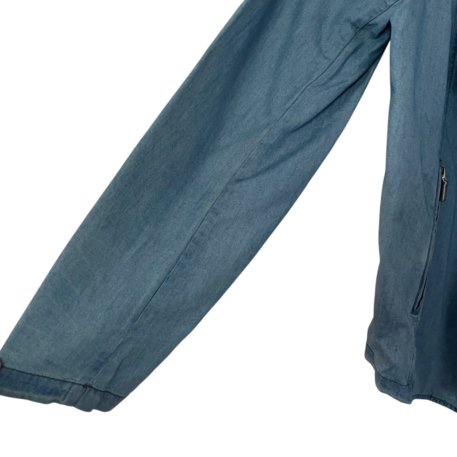 Saks Fifth Avenue Saks Fifth Avenue Blue Chambray Waterfall Open Front Jacket Size XL / US 12-14 / IT 48-50 - 4 Thumbnail