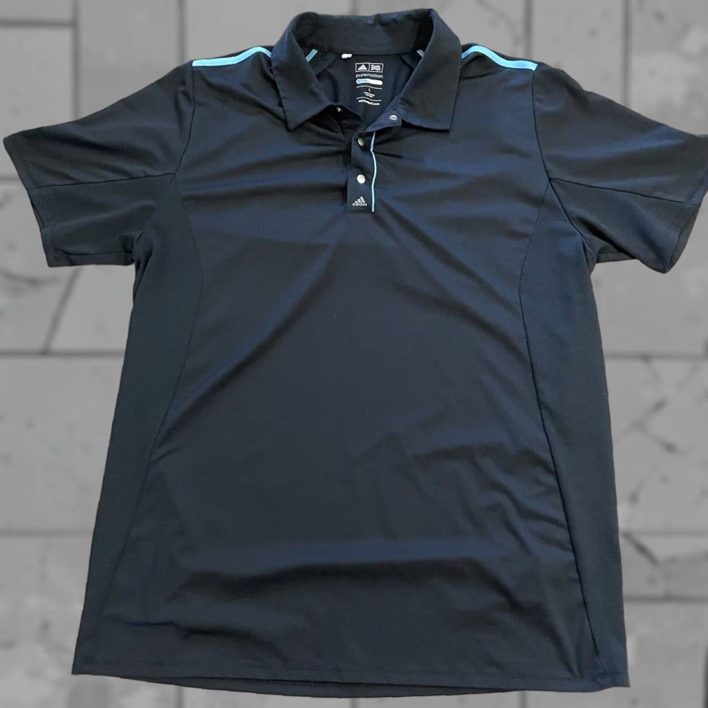 Adidas ADIDAS PureMotion CoolMax Black Athletic Polo Shirt Mens Size L Snap Button Size US L / EU 52-54 / 3 - 1 Thumbnail