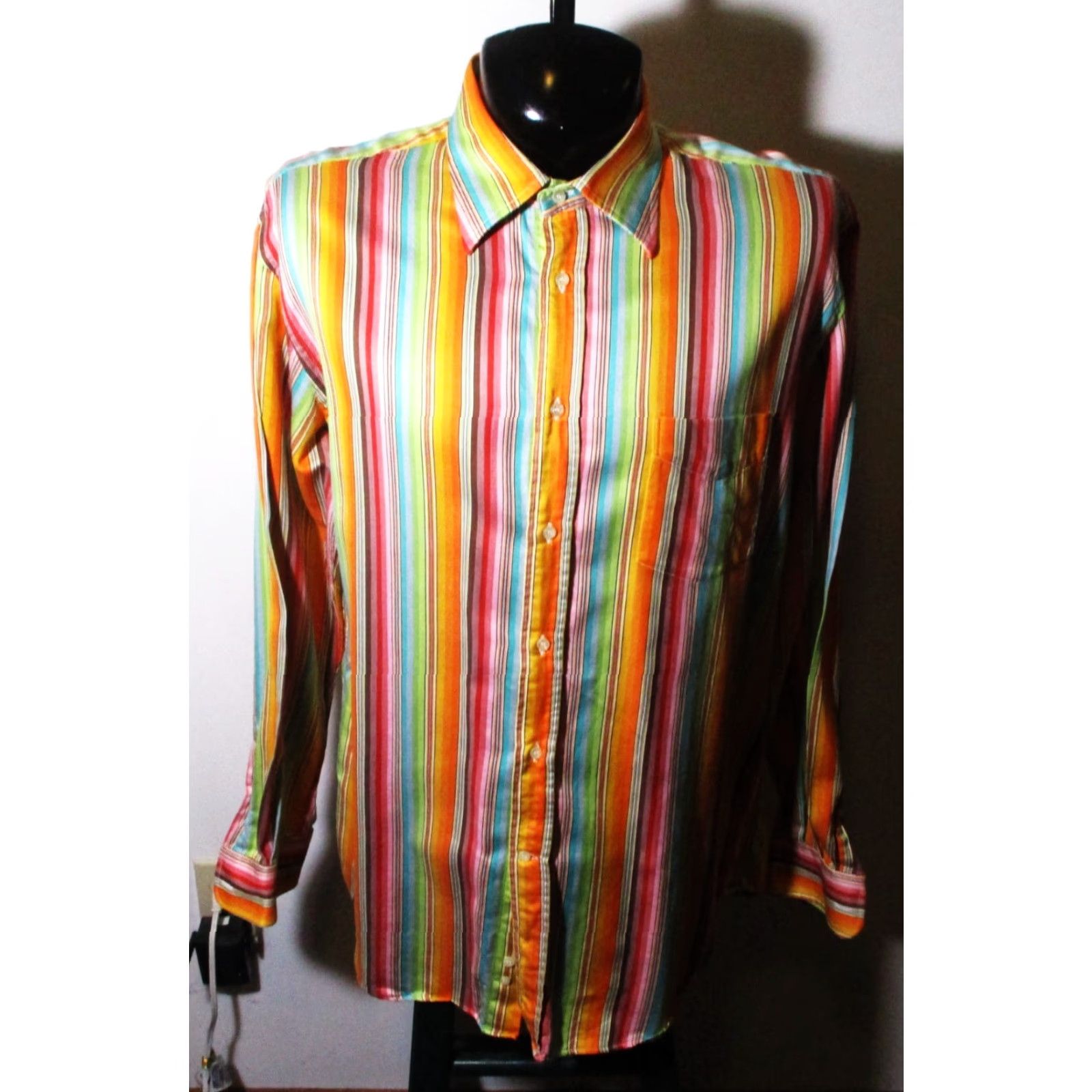 Paul & Shark VINTAGE PAUL & SHARK Yachting Orange Striped Long Sleeve Shirt Mens XL Size US XL / EU 56 / 4 - 2 Thumbnail