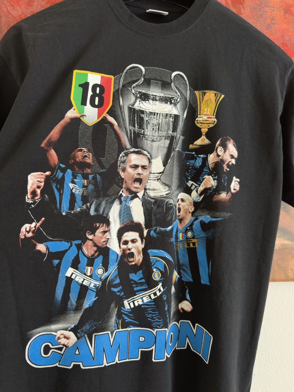 Band Tees Inter Milan FC Champions Black Cotton T shirt Size M Size US M / EU 48-50 / 2 - 3 Thumbnail