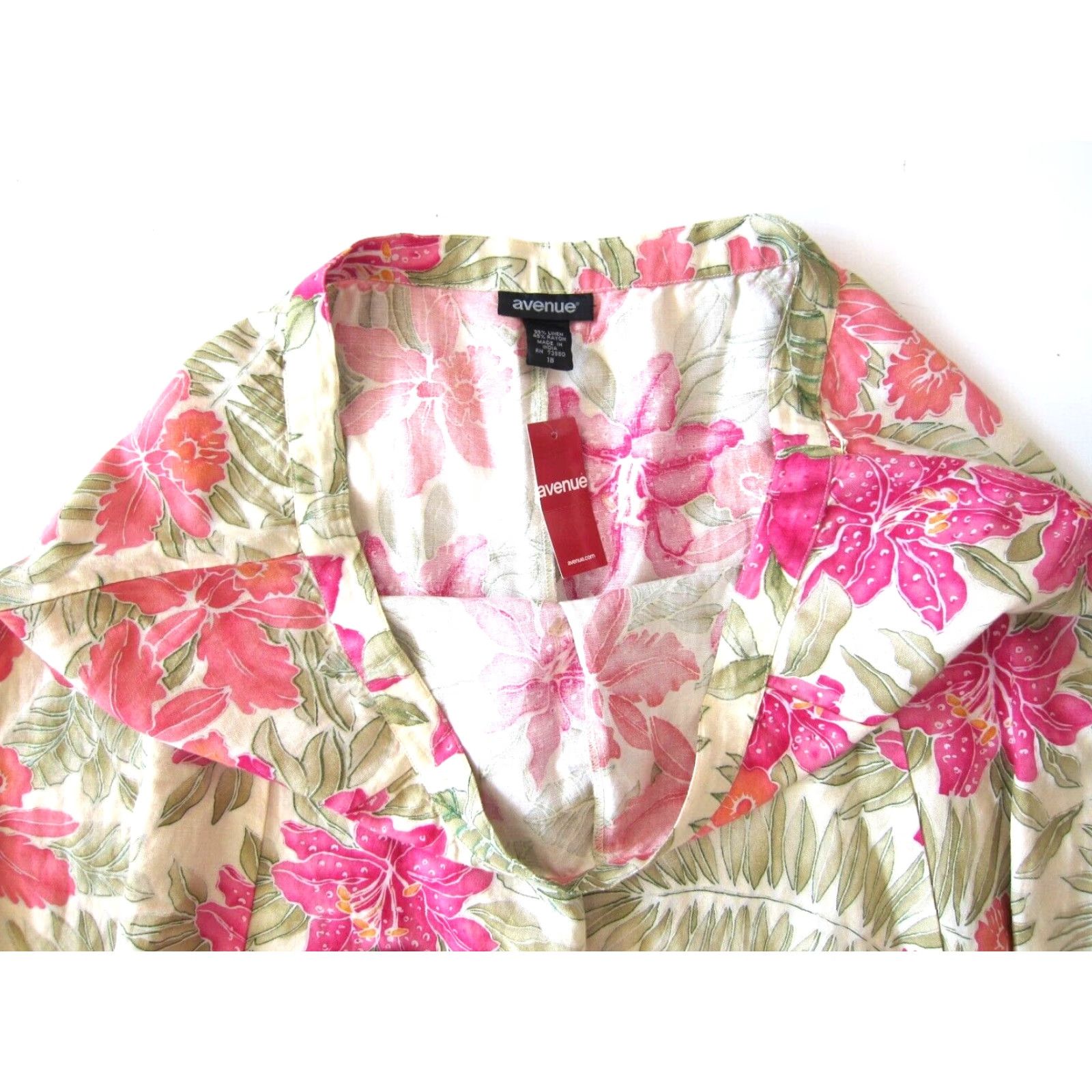 Avenue Avenue Skirt Women Size 18 Pink Linen Floral Midi A-Line NWT Size 40" / US 18 - 7 Thumbnail