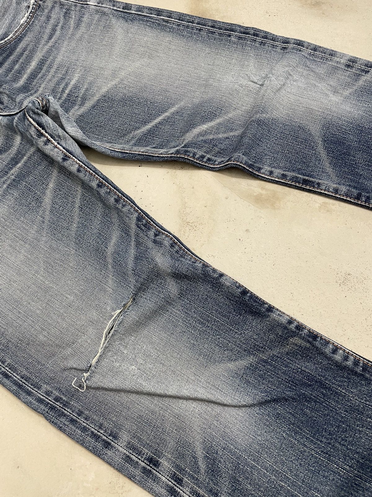 Edwin Edwin 505 Selvedge Buckle Back Whisker Distress Denim A13 Size US 32 / EU 48 - 6 Thumbnail