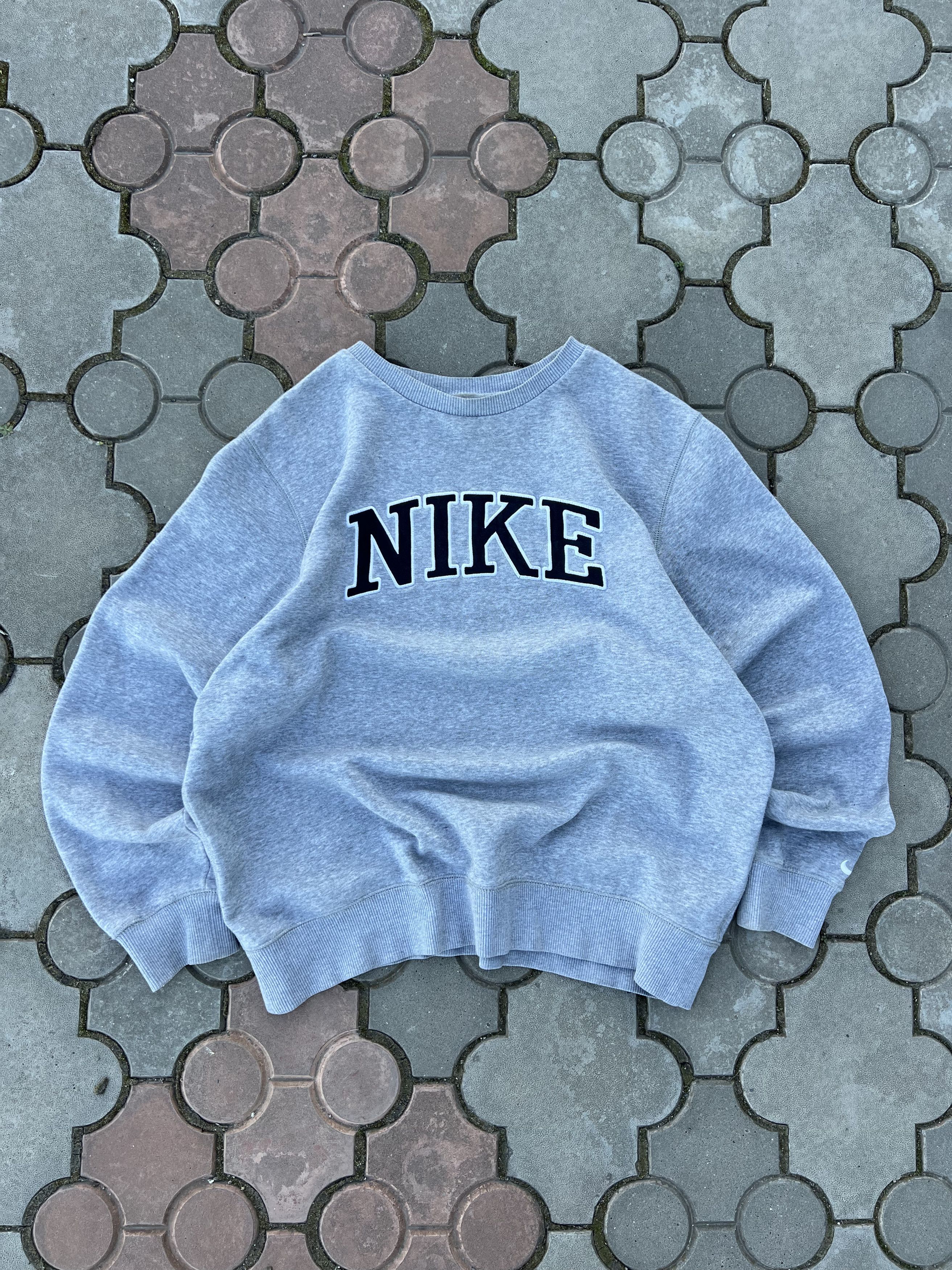 Pre-owned Nike X Vintage Nike Spell Out Oversized Sweatshirt Y2k Usa In Grey