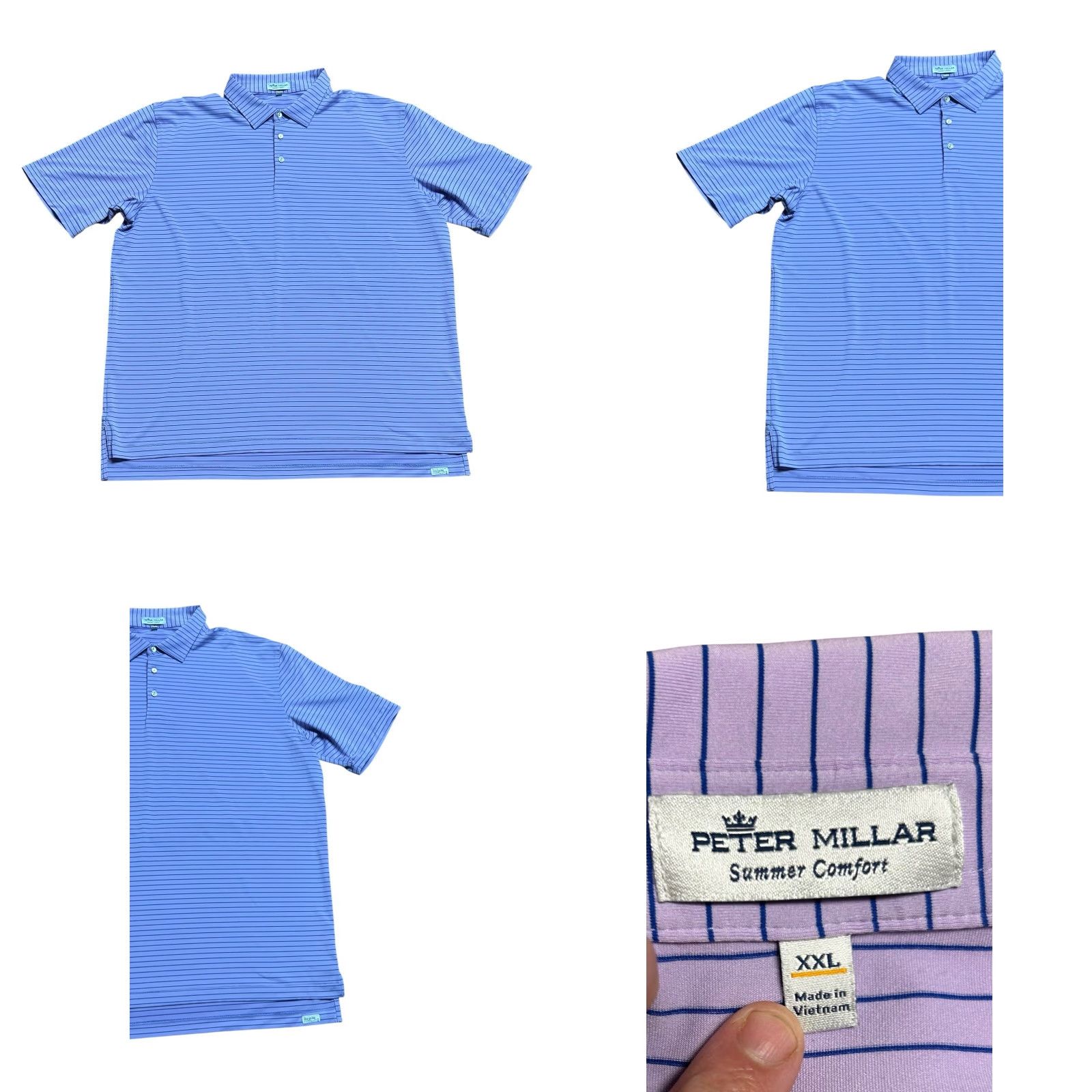Peter Millar Peter Millar Polo Shirt Lot Of 2 Men 2XL Striped Teal & Purple Short Sleeve Polo Shirt Purple Blue Striped Golf Men 2XL Size US XXL / EU 58 / 5 - 9 Thumbnail