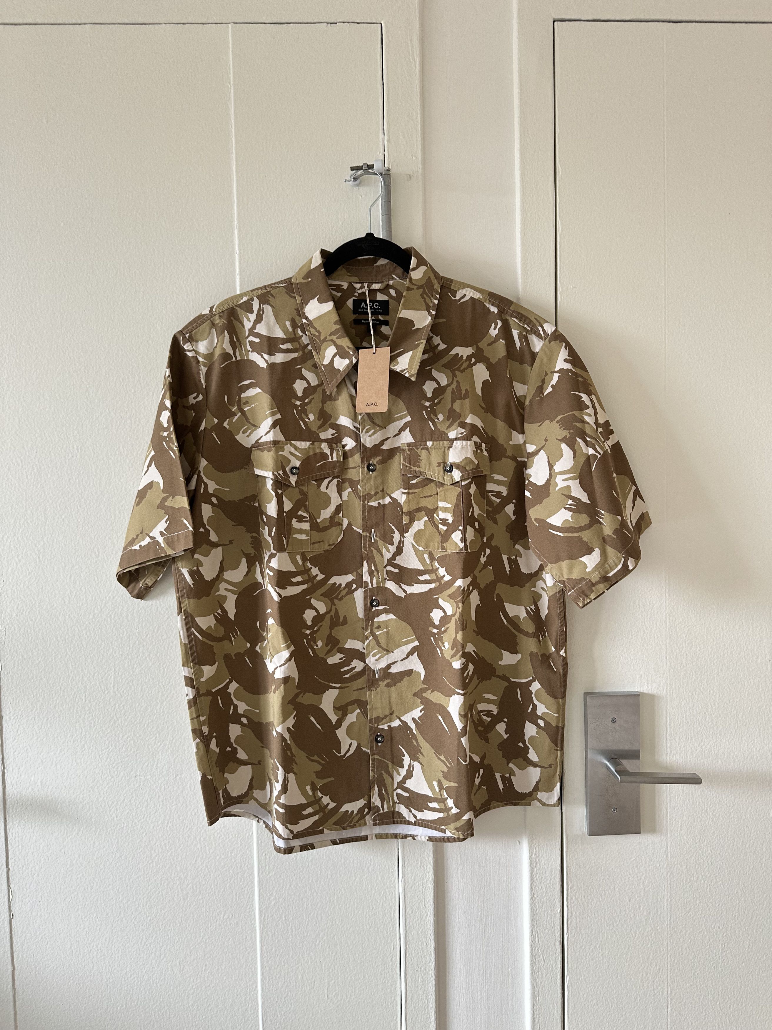 image of A P C Safari Utility Shirt in Camo, Men's (Size XL)