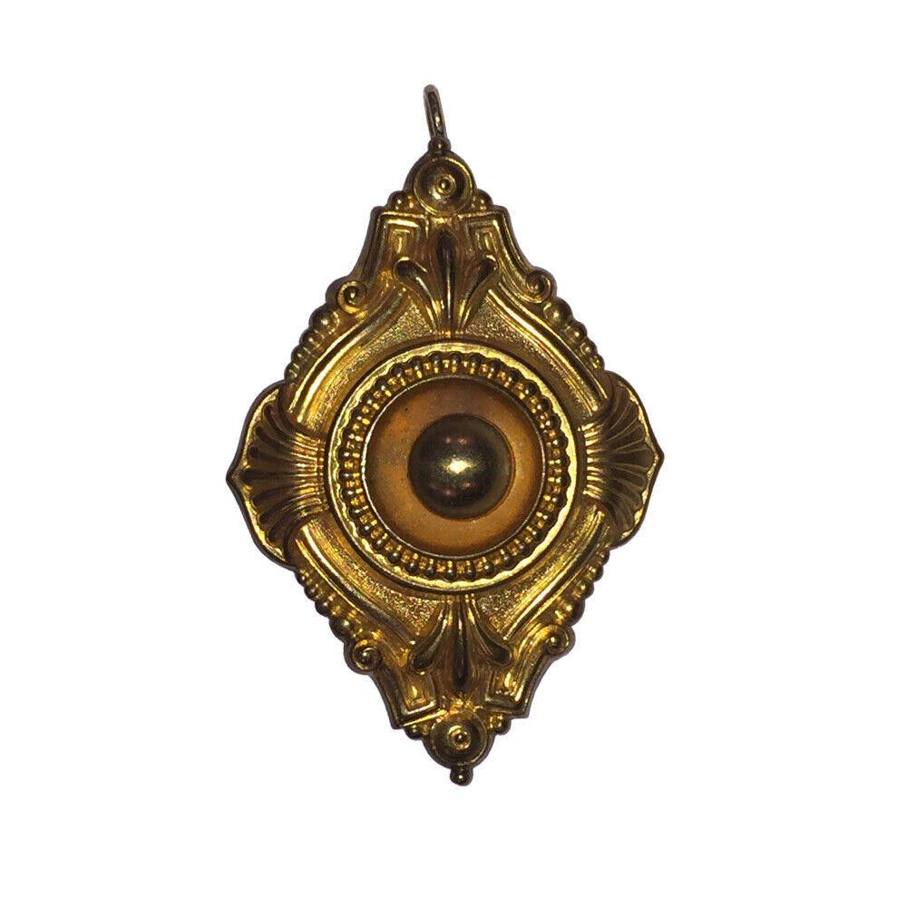 Designer Victorian Etruscan Inspired Brass Pendant Pin Locket Size ONE SIZE - 1 Thumbnail