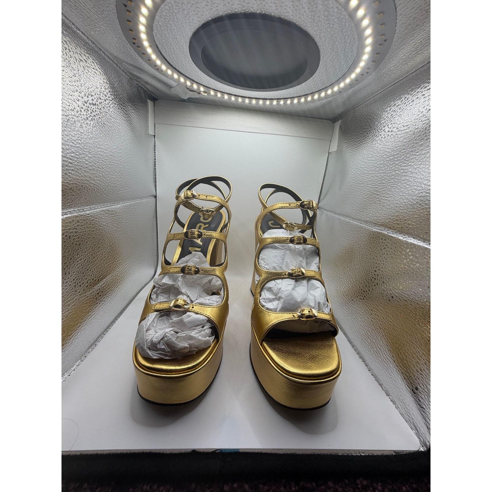 Marc Jacobs NIB Marc Jacobs Metallic Leather Kiki Platform Sandal sz39/9 Size US 9 / IT 39 - 2 Thumbnail