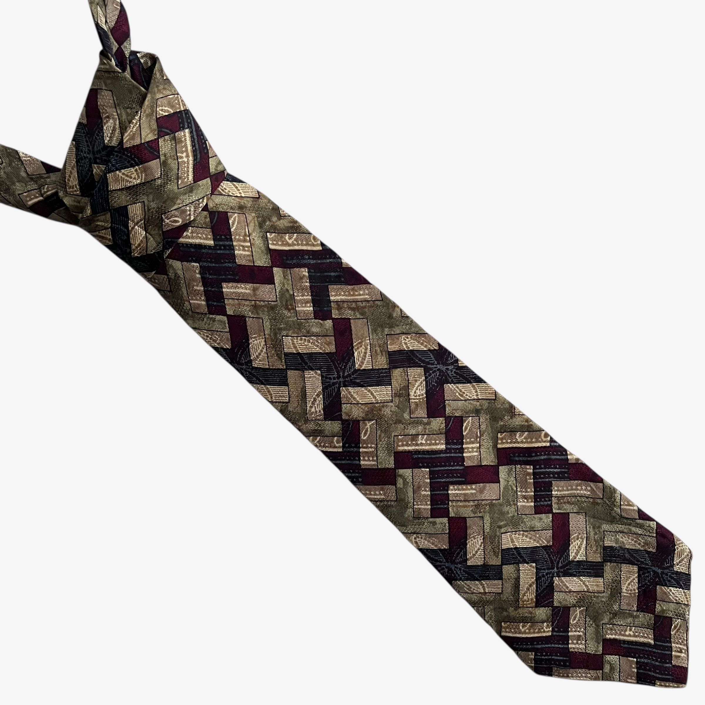 Trussardi Vintage 80s Trussardi Abstract Geometric Print Silk Tie Size ONE SIZE - 1 Thumbnail