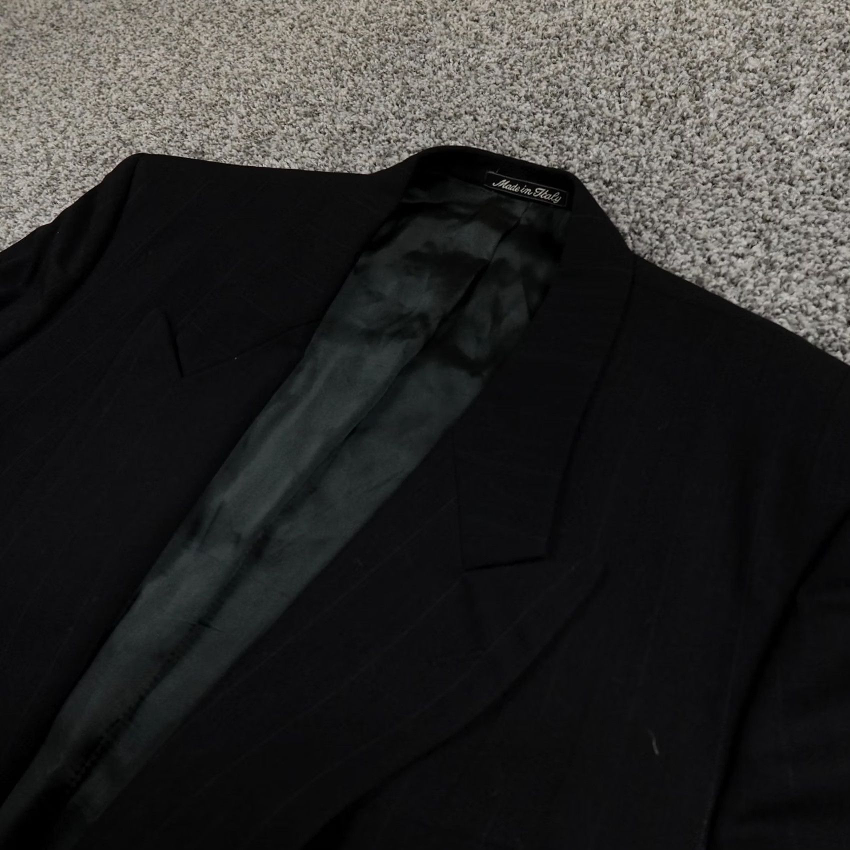 Giorgio Armani VTG Giorgio Armani Blazer Mens 42 Black Wool Peak Sport Coat Suit Jacket Italy Size 42R - 2 Thumbnail