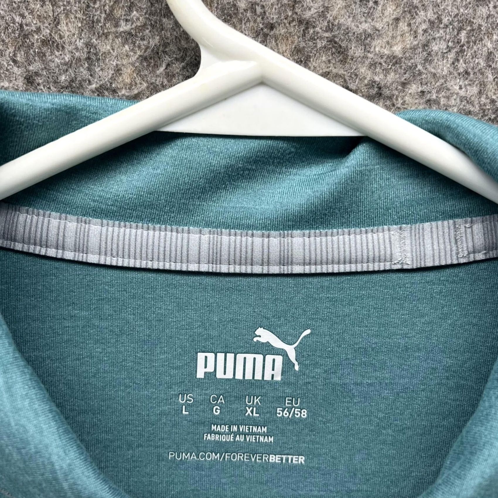 Puma PUMA Polo Shirt Men L Blue White Preppy Casual Polyester Golf Stretch Polo Shirt Mens Blue White Polo Shirt Size US L / EU 52-54 / 3 - 5 Thumbnail