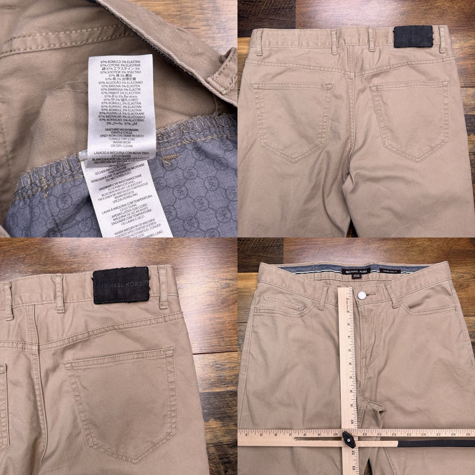 Michael Kors Michael Kors Parker Slim Fit Pants Mens 30x32 Chino Brown Twill Stretch Cotton Elastane Straight Leg 5-Pocket Button Zip Casual Wedding Renaissance? Size US 30 / EU 46 - 8 Thumbnail