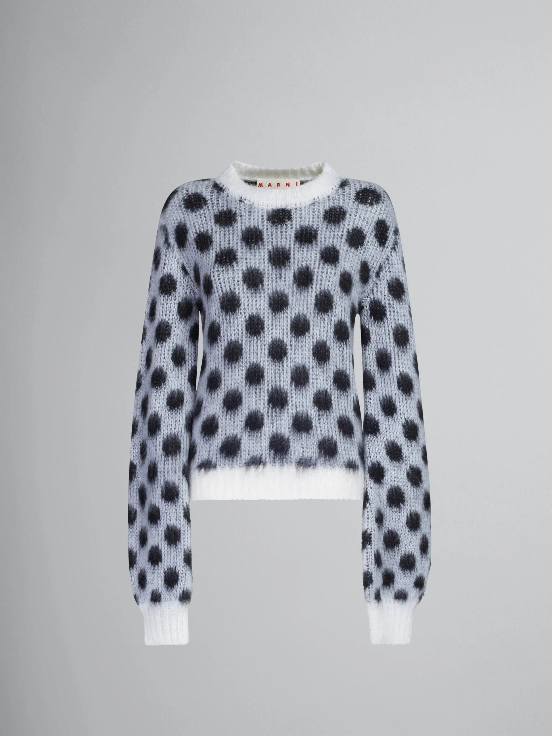 o1w1db10824 Polka Dots Crewneck Sweater in Grey Black