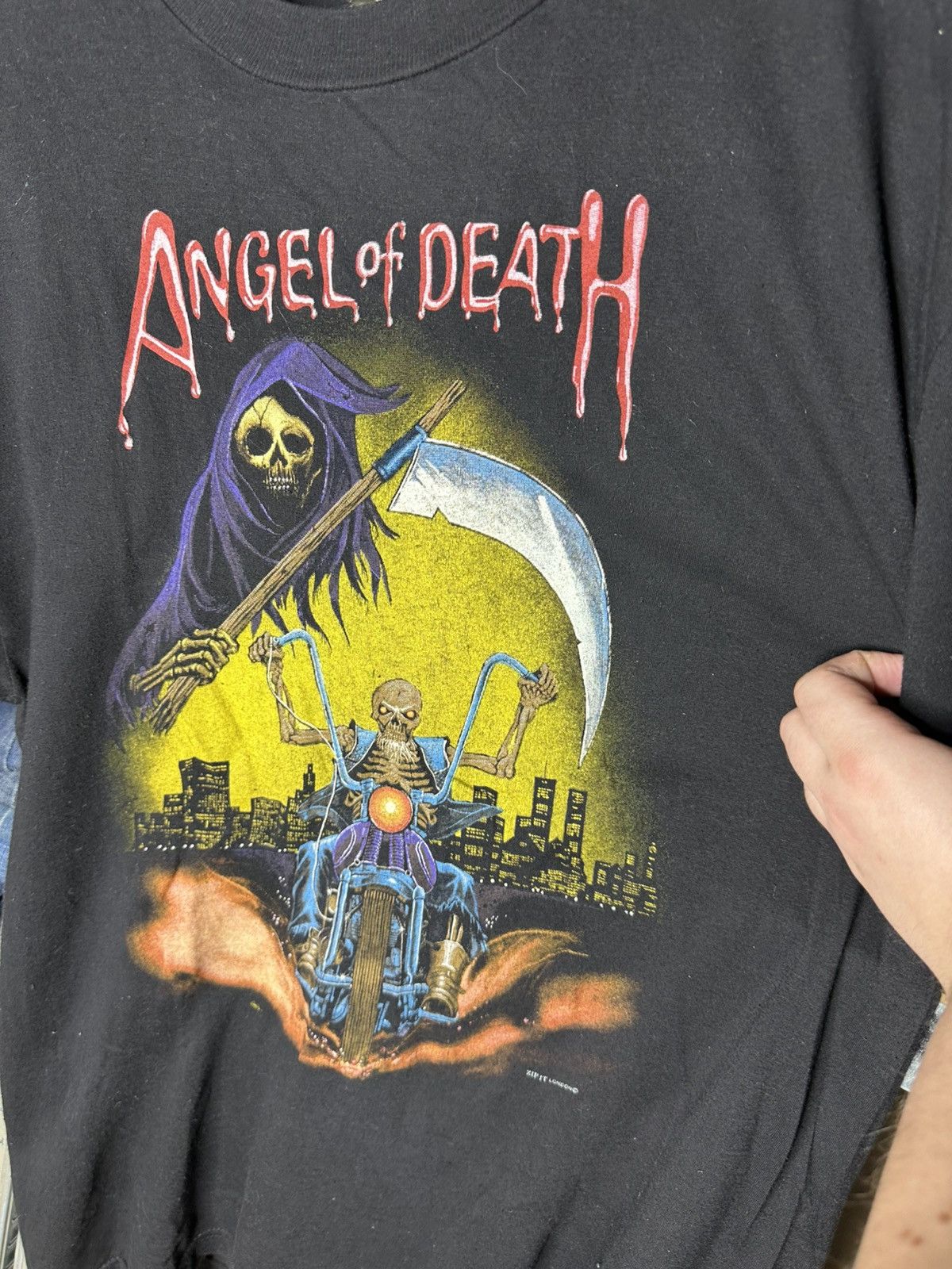 Other Vintage Angel of Death T-Shirt Biker Rock Grim Graphic Tee Size US XL / EU 56 / 4 - 2 Thumbnail