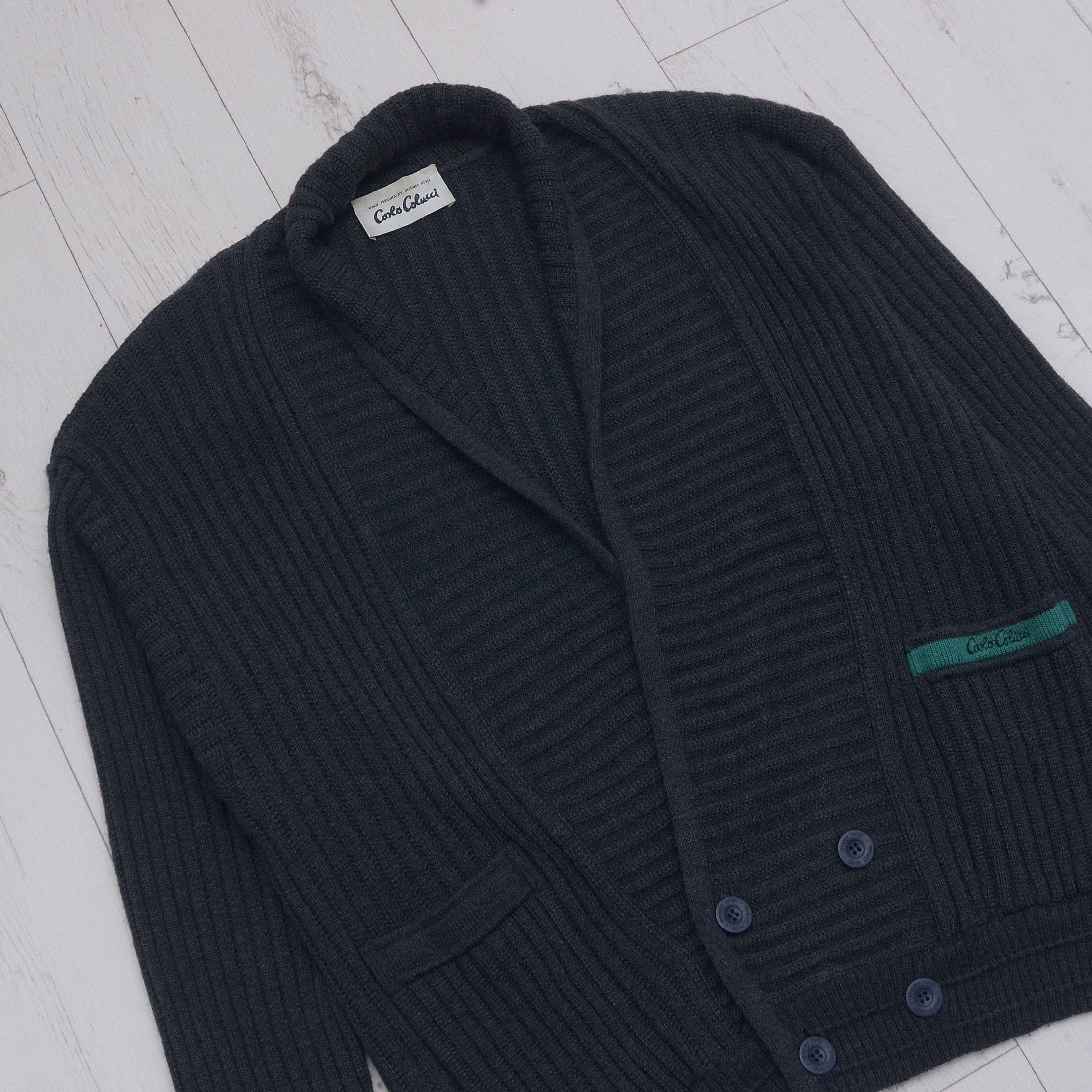 Carlo Colucci Vintage Carlo Colucci 80s 90s Mustarl Knitted Cardigan Size US M / EU 48-50 / 2 - 2 Thumbnail