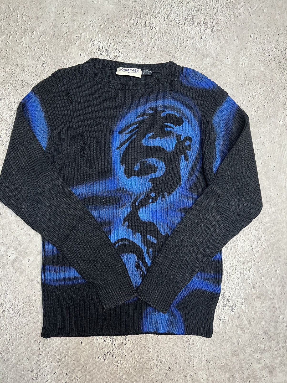 Diesel × Japanese Brand × Vintage Vintage Y2K Dragon gothic Distressed Faded Effect sweater Size US L / EU 52-54 / 3 - 5 Thumbnail