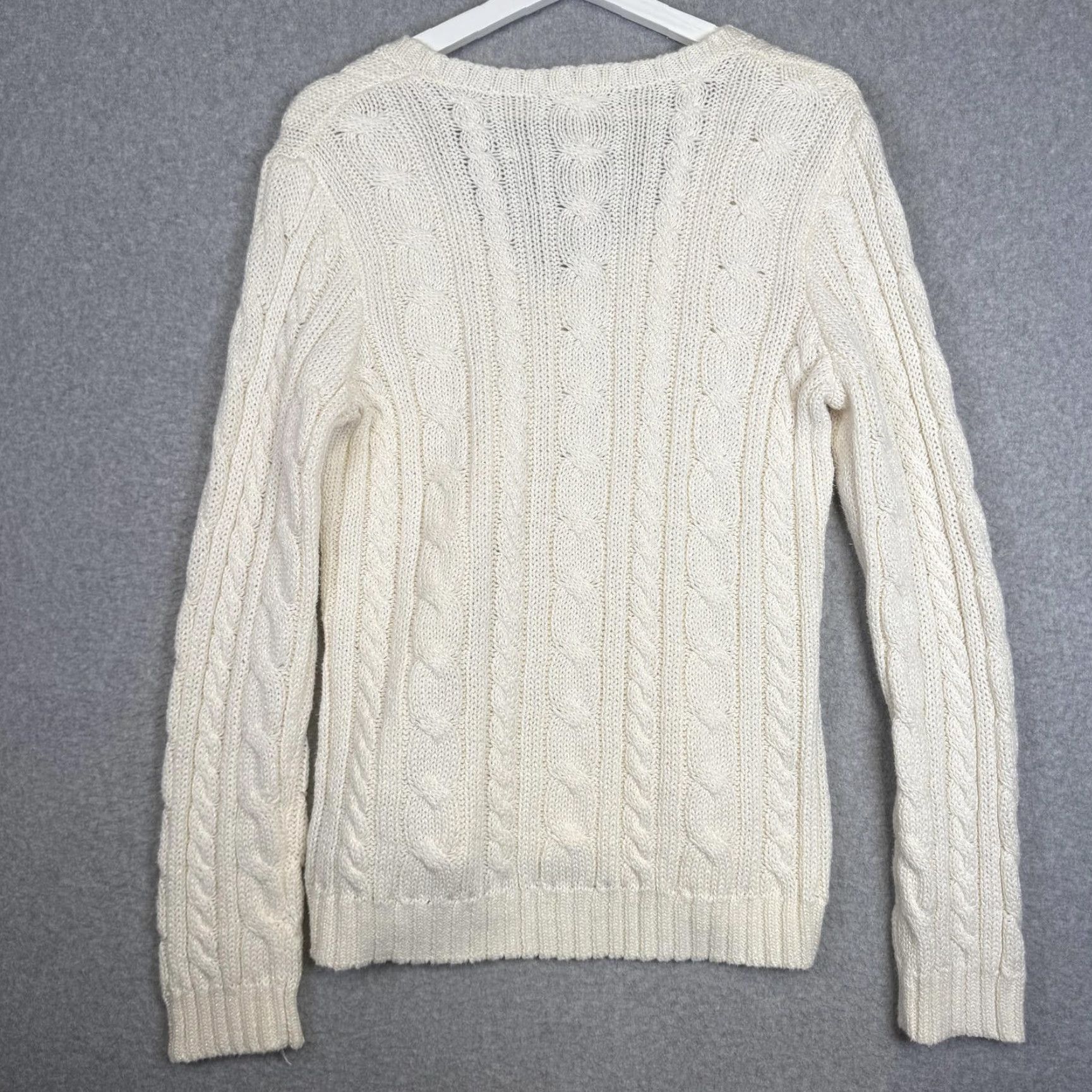 Ralph Lauren VINTAGE Lauren Ralph Lauren Pullover Sweater Shirt Womens L White Cable Knit Large Size L / US 10 / IT 46 - 5 Thumbnail
