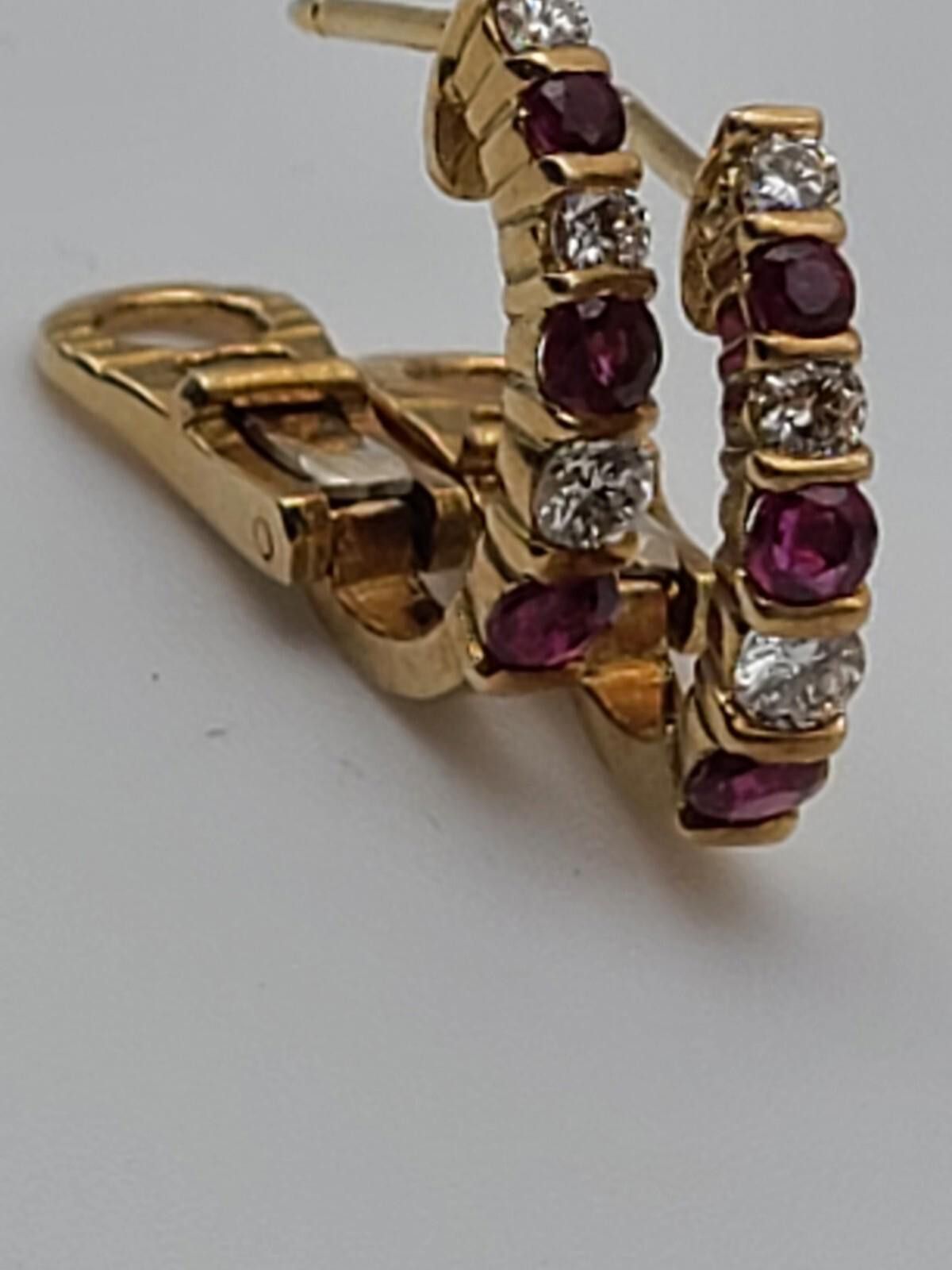 Gosha Rubchinskiy 18K Vintage Yellow Gold Ruby & VS-SI Diamond Earrings Size ONE SIZE - 1 Thumbnail